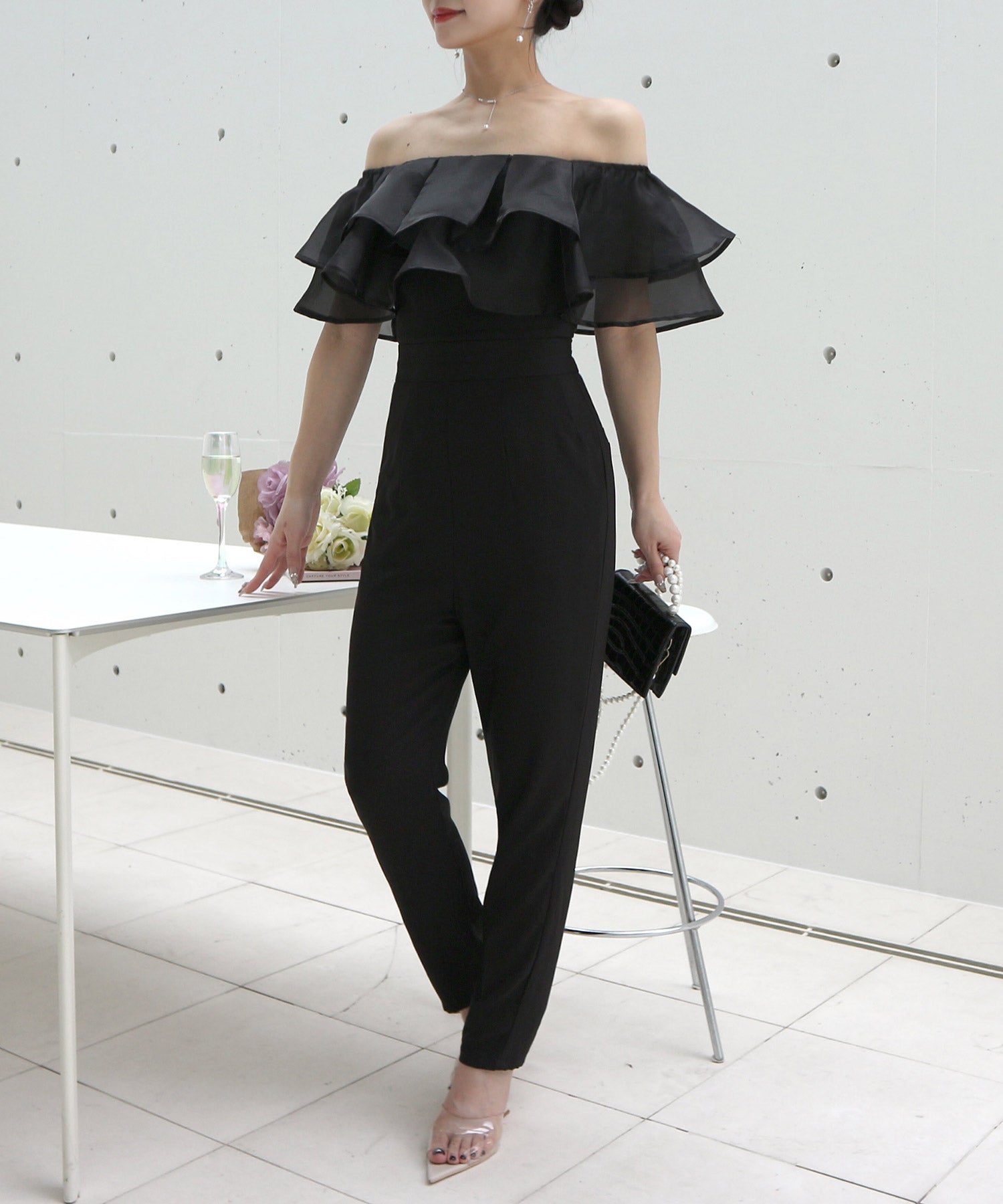 Royal Party Tiered Ruffle Tapered Jumpsuit