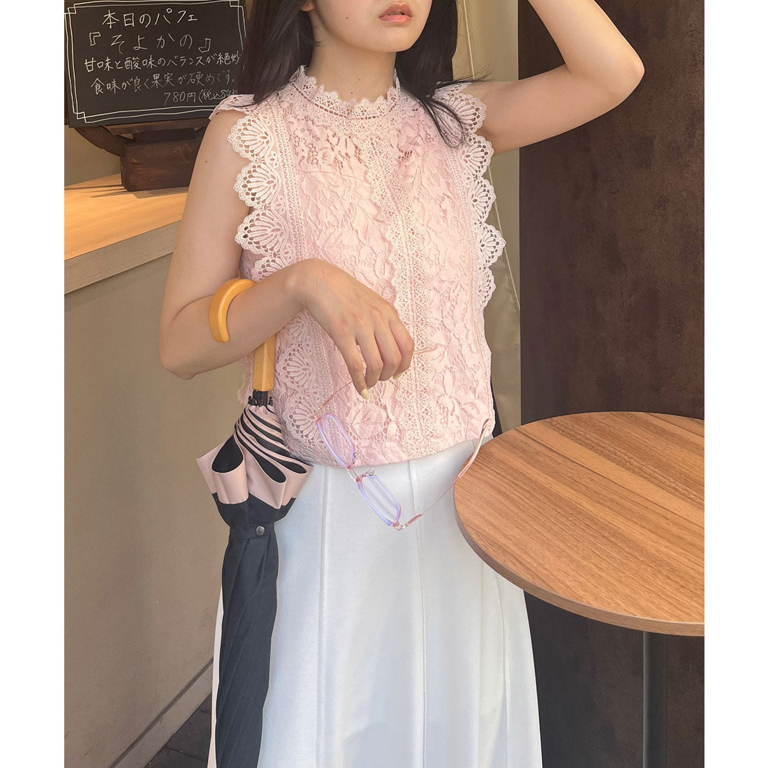 ロイヤルパーティー ROYAL PARTY レースノースリーブカットトップス (ピンク) ピンク