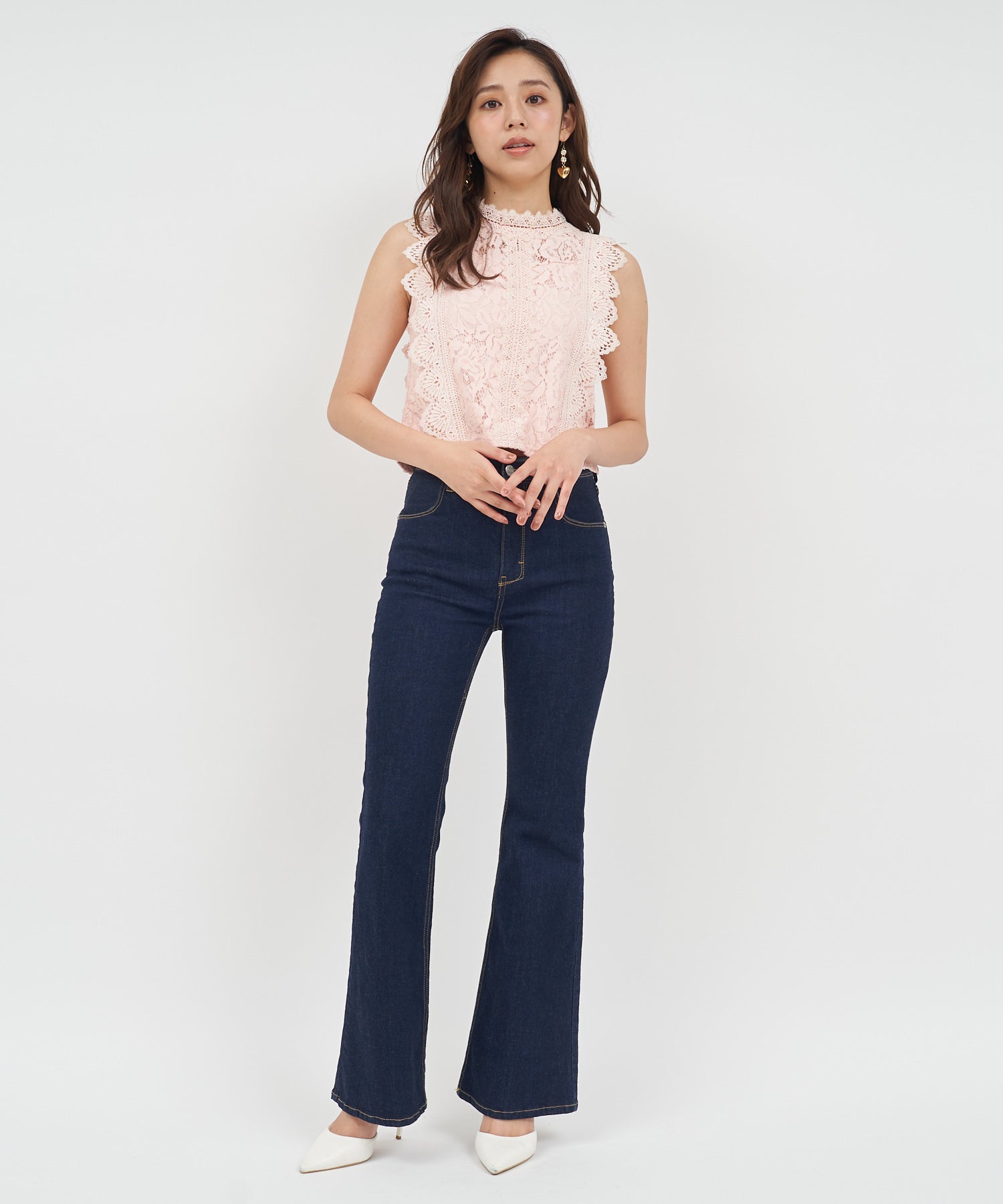 ロイヤルパーティー ROYAL PARTY レースノースリーブカットトップス (ピンク) ピンク