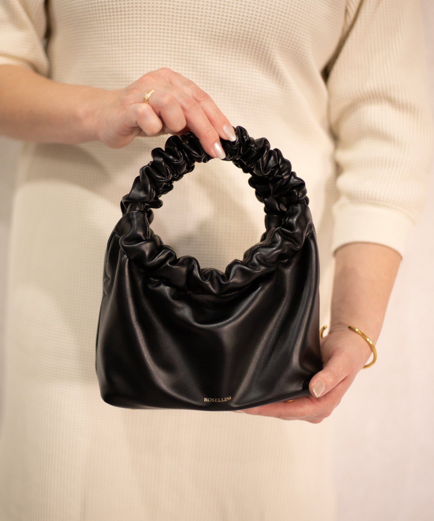 ロゼリーニ ROSELLINI ラム調ギャザーハンドルチェーンミニショルダーバッグ