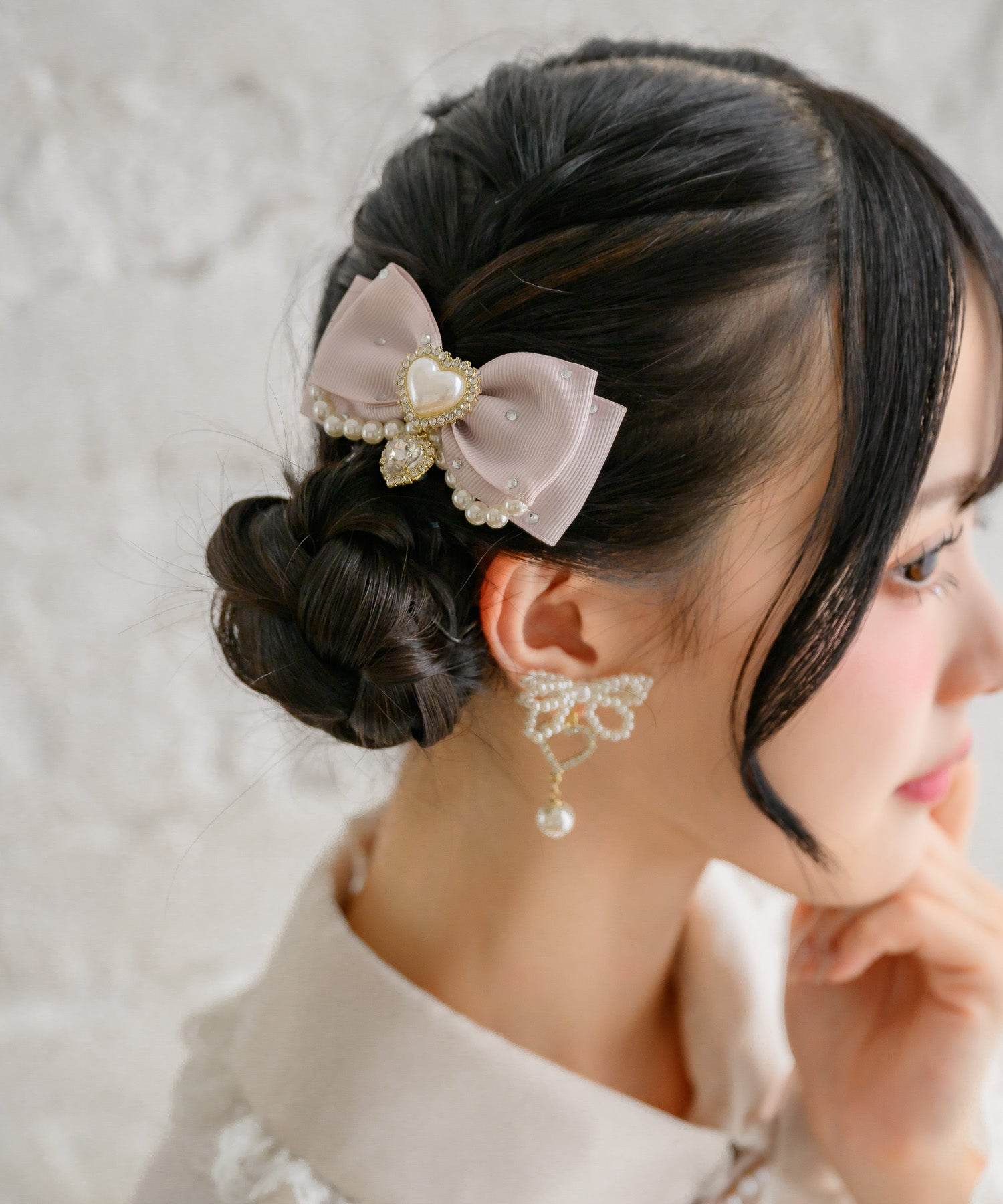 ロジータ ROJITA パール付きビジュリボンクリップSET,ピンク