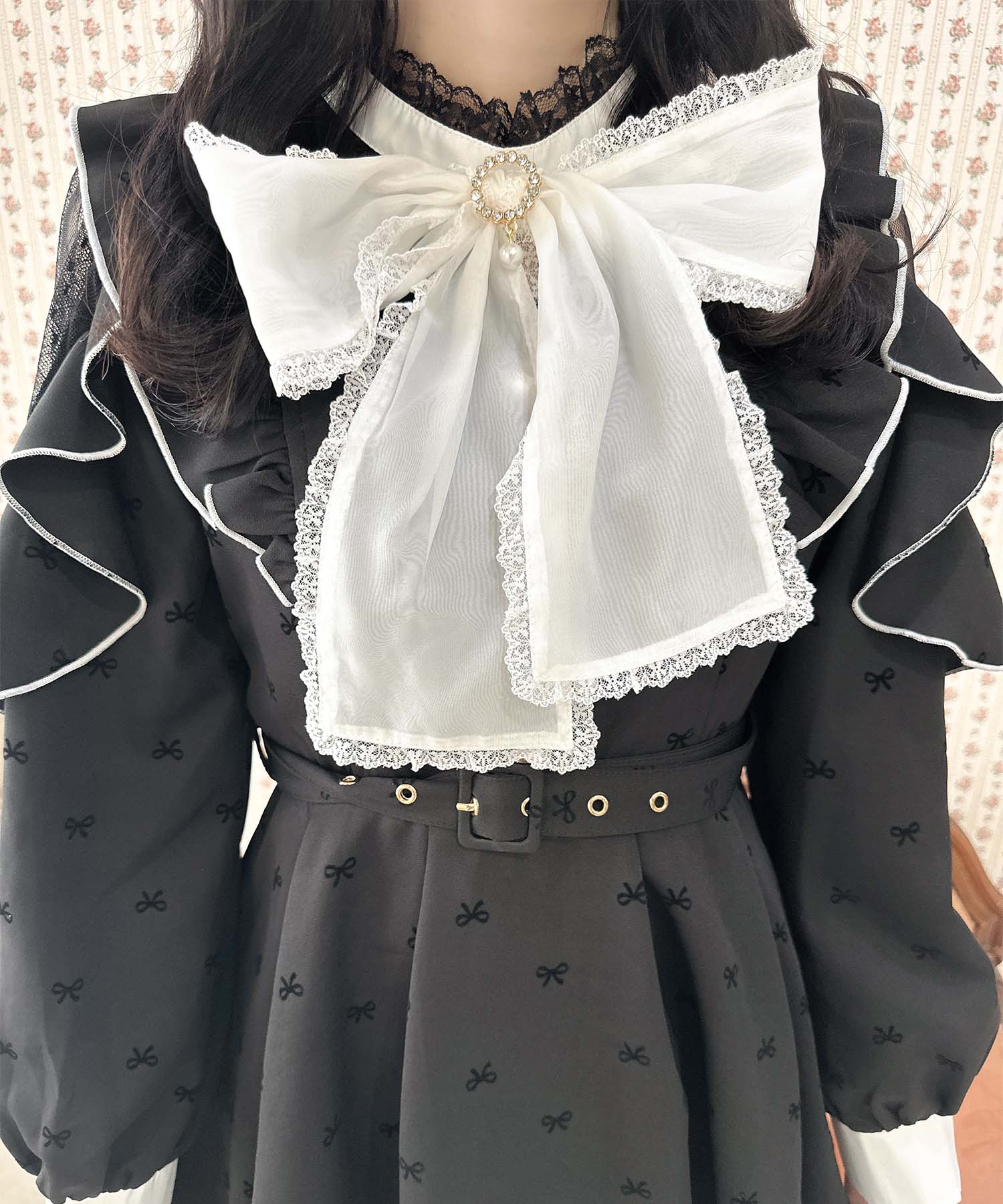 ロジータ ROJITA リボン柄セットアップ (ブラック) ブラック