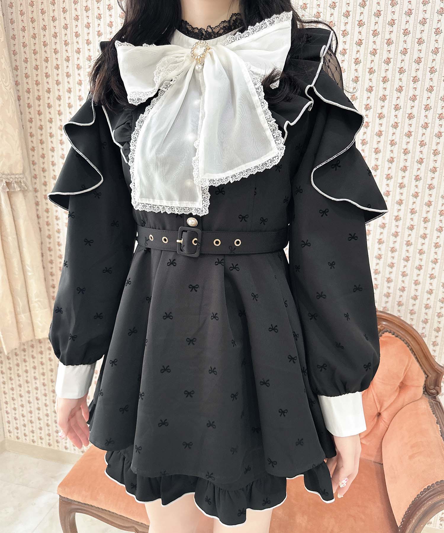 ロジータ ROJITA リボン柄セットアップ (ブラック) ブラック