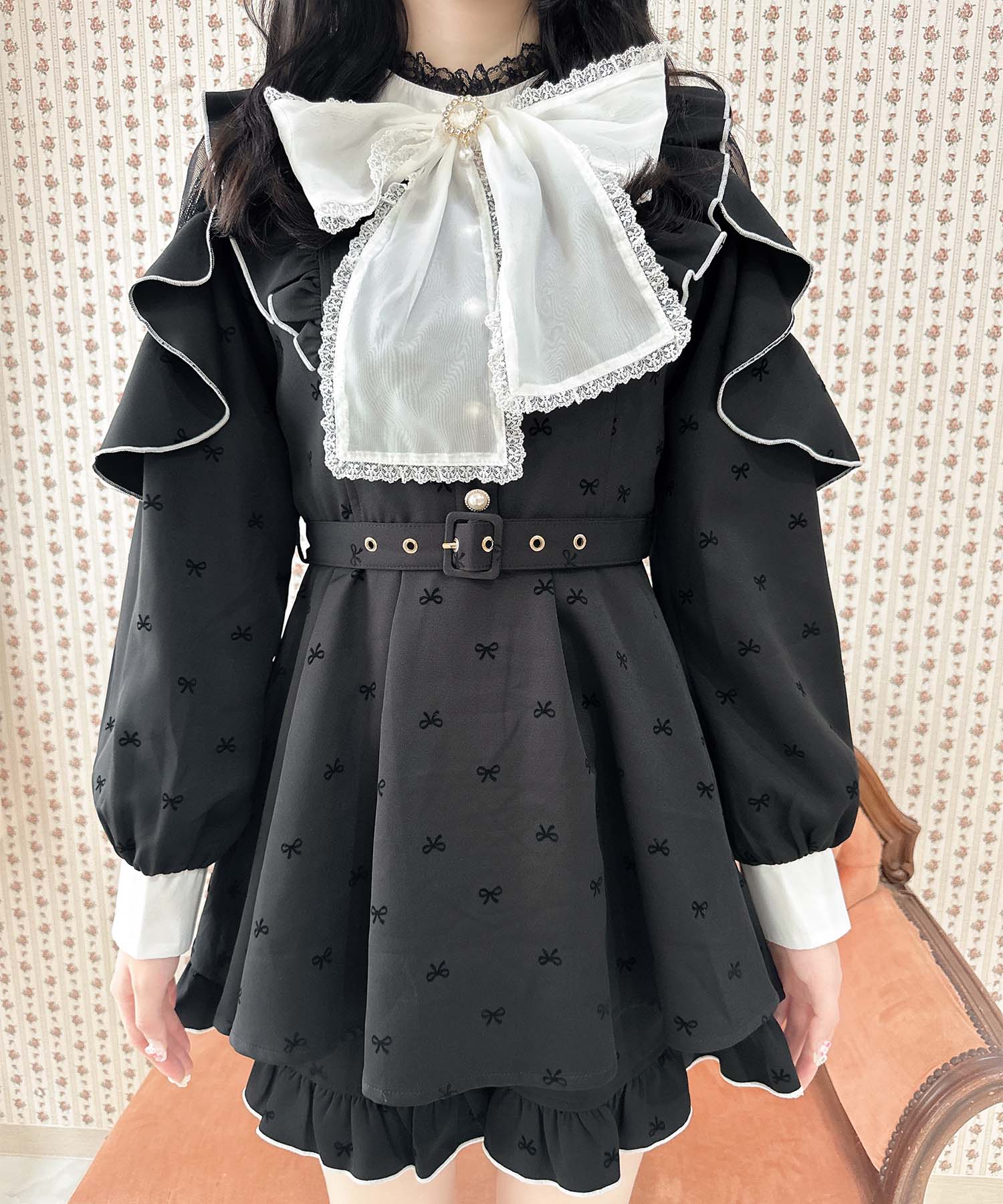 ロジータ ROJITA リボン柄セットアップ (ブラック) ブラック