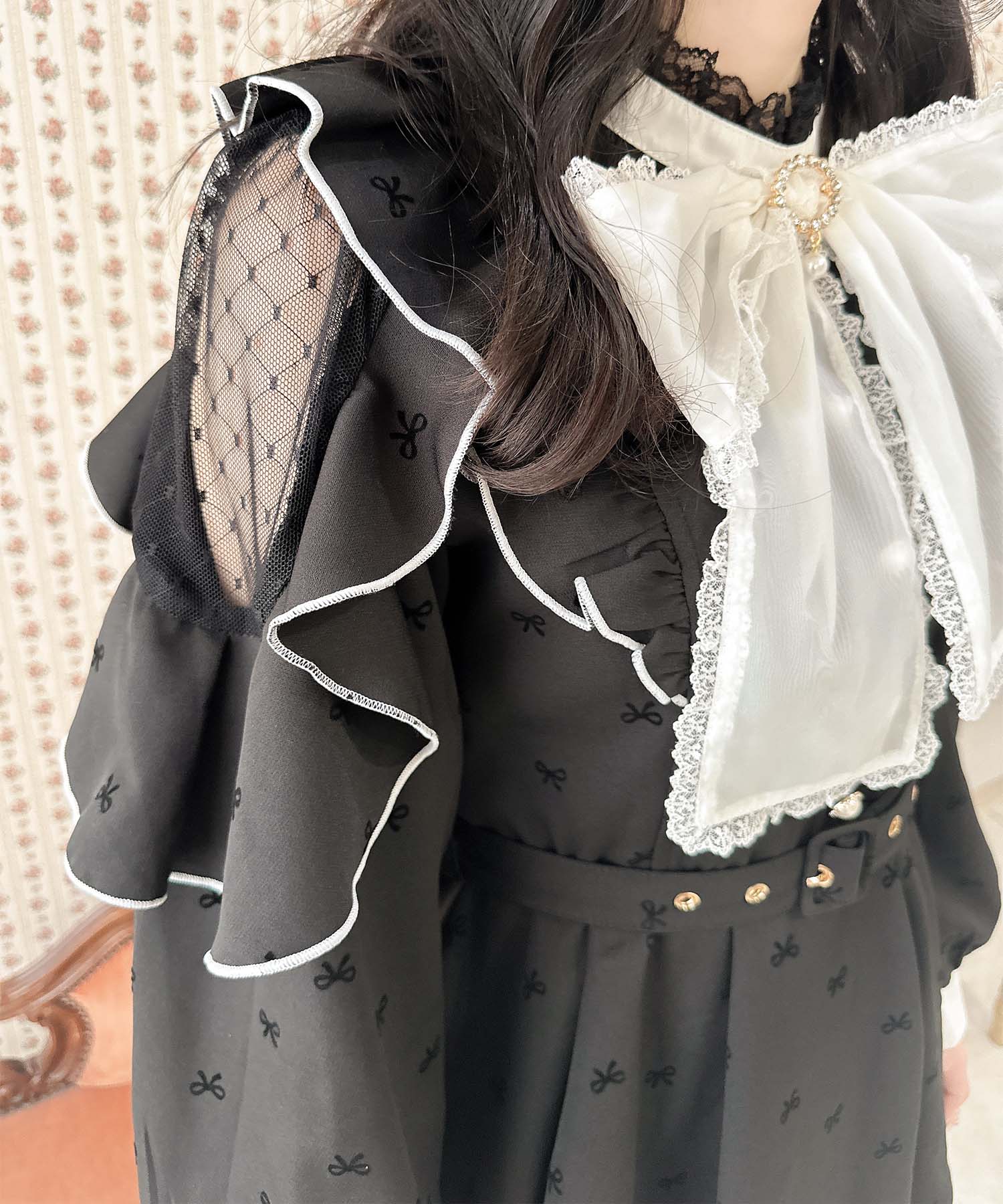 ロジータ ROJITA リボン柄セットアップ (ブラック) ブラック