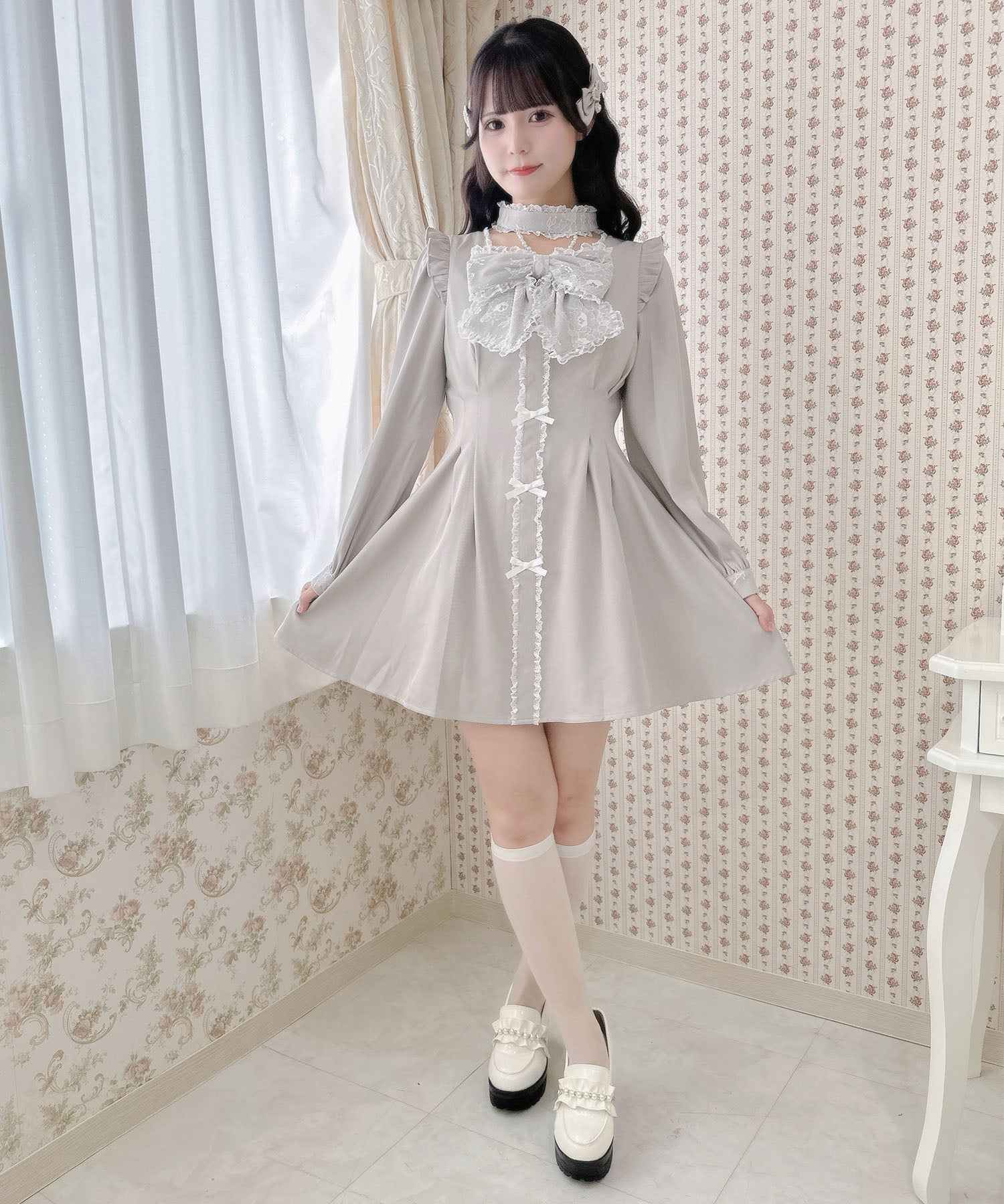 ROJITA ROJITA Big Ribbon One-Piece Dress with Decollete Charm