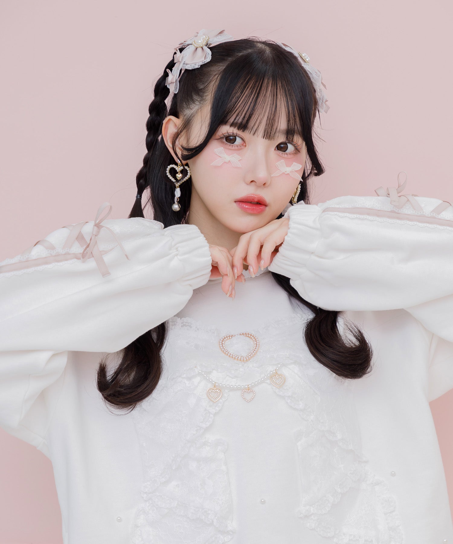 ロジータ ROJITA リボンデザイン裏毛スウェットミニワンピース (ホワイト) ホワイト