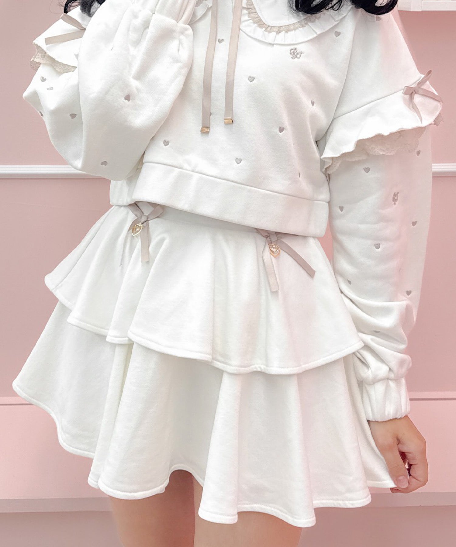 ロジータ ROJITA 裏毛ティアードレースアップスカート (ホワイト) ホワイト