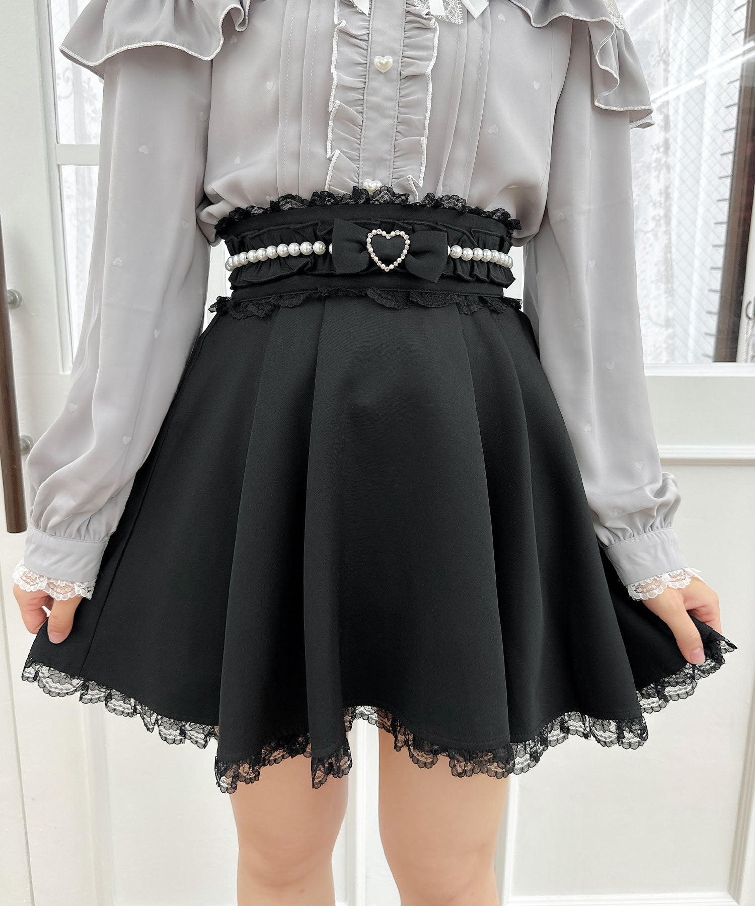 ROJITA ROJITA Floral Pattern Pearl Design Skirt