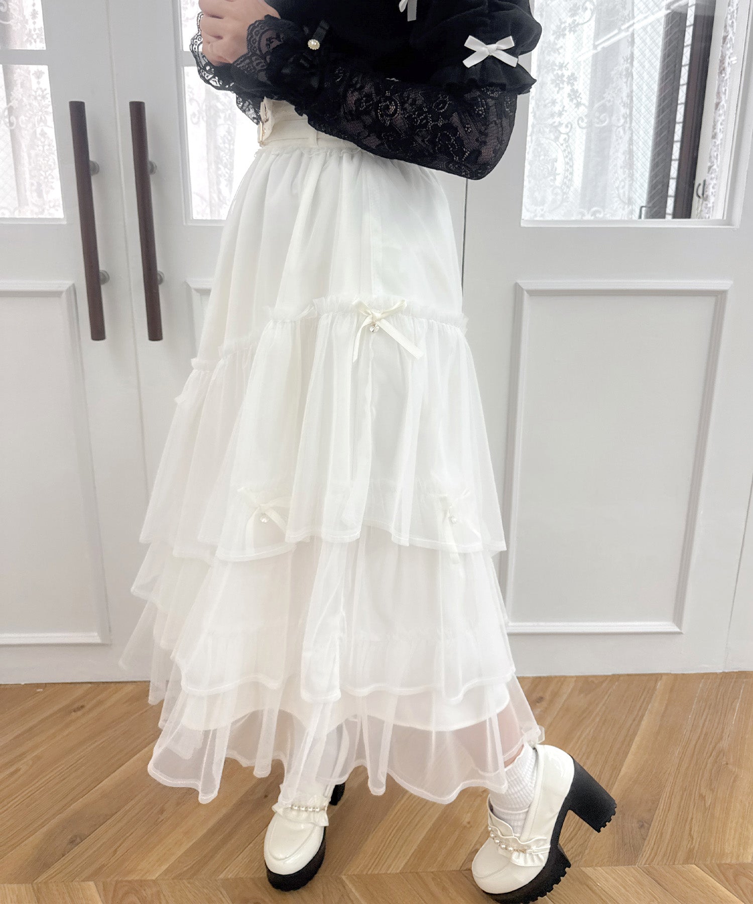 ロジータ ROJITA チュールティアードスカート (アイボリー) アイボリー