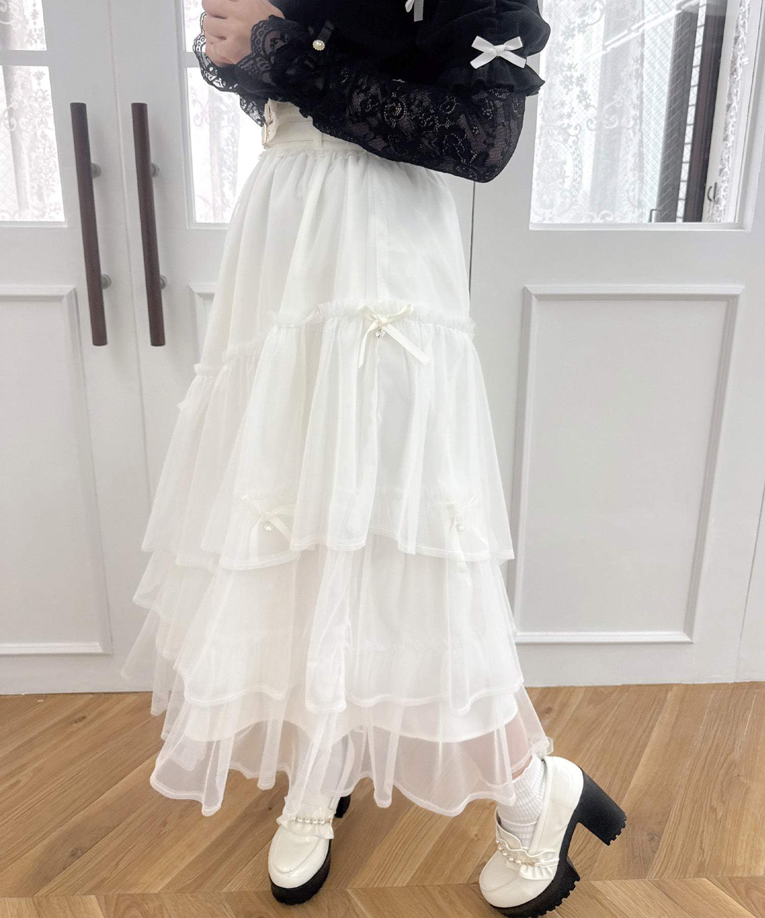 ロジータ ROJITA チュールティアードスカート (アイボリー) アイボリー