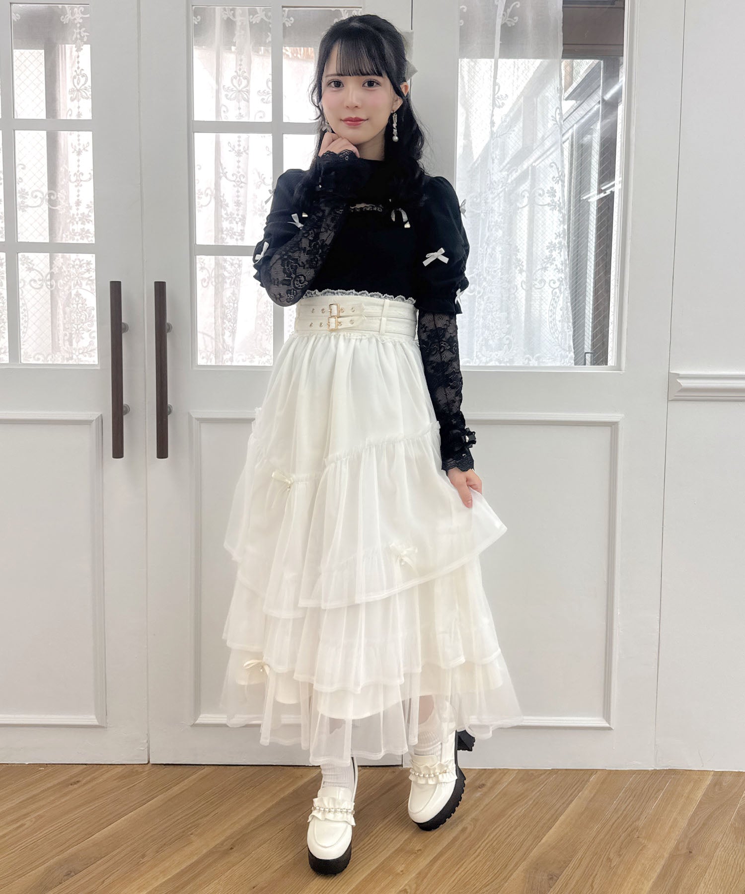 ロジータ ROJITA チュールティアードスカート (アイボリー) アイボリー