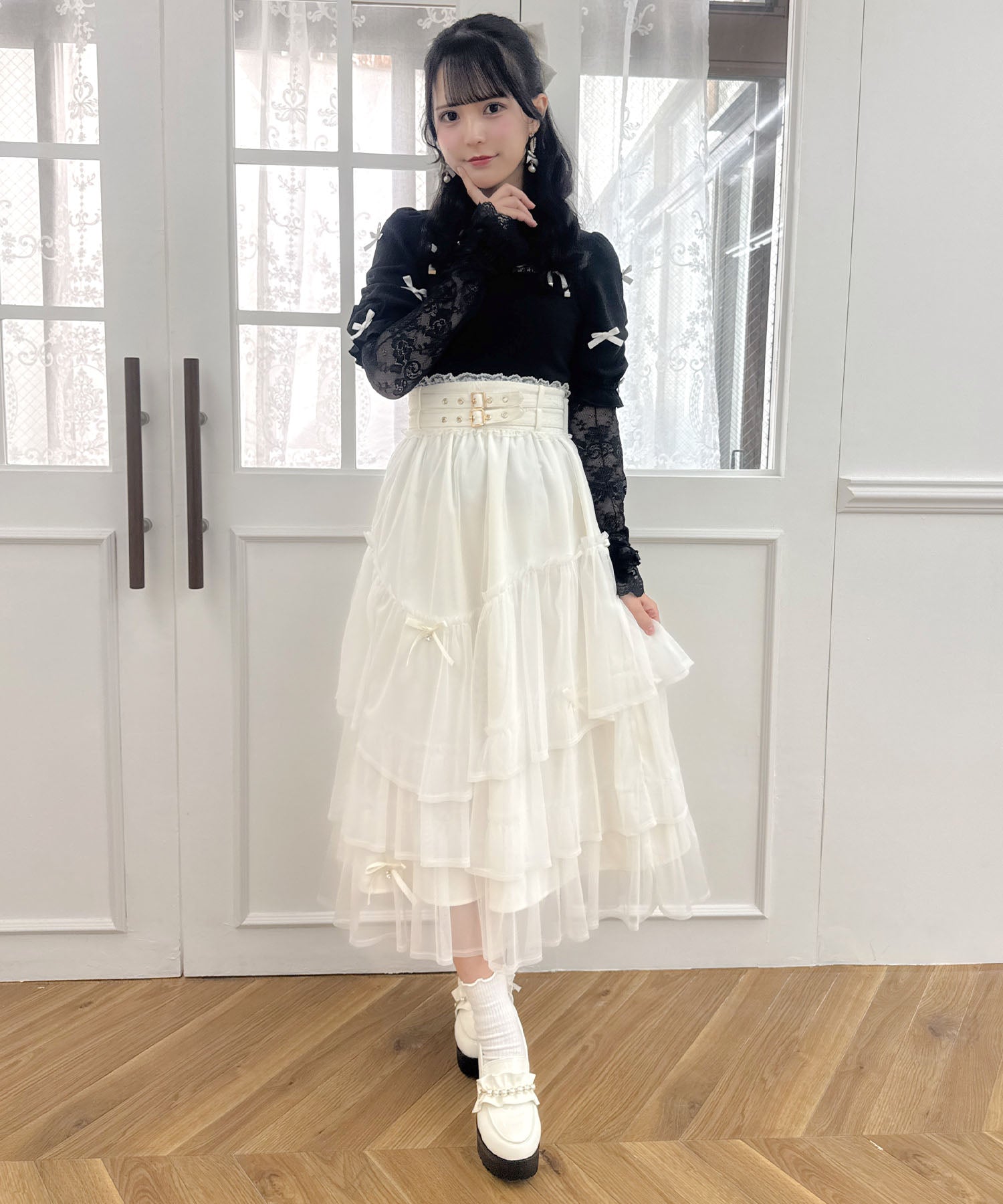 ロジータ ROJITA チュールティアードスカート (アイボリー) アイボリー