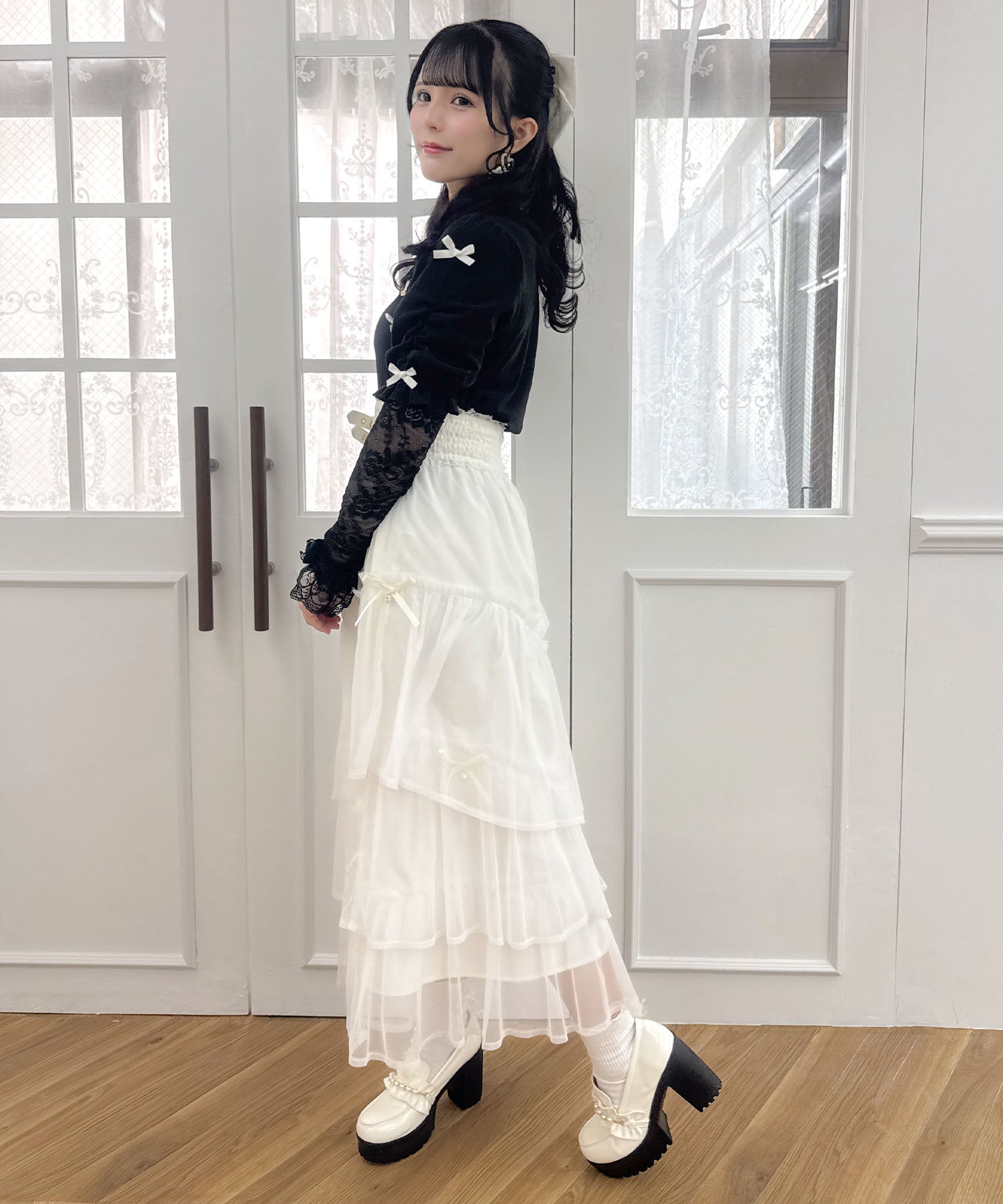 ロジータ ROJITA チュールティアードスカート (アイボリー) アイボリー