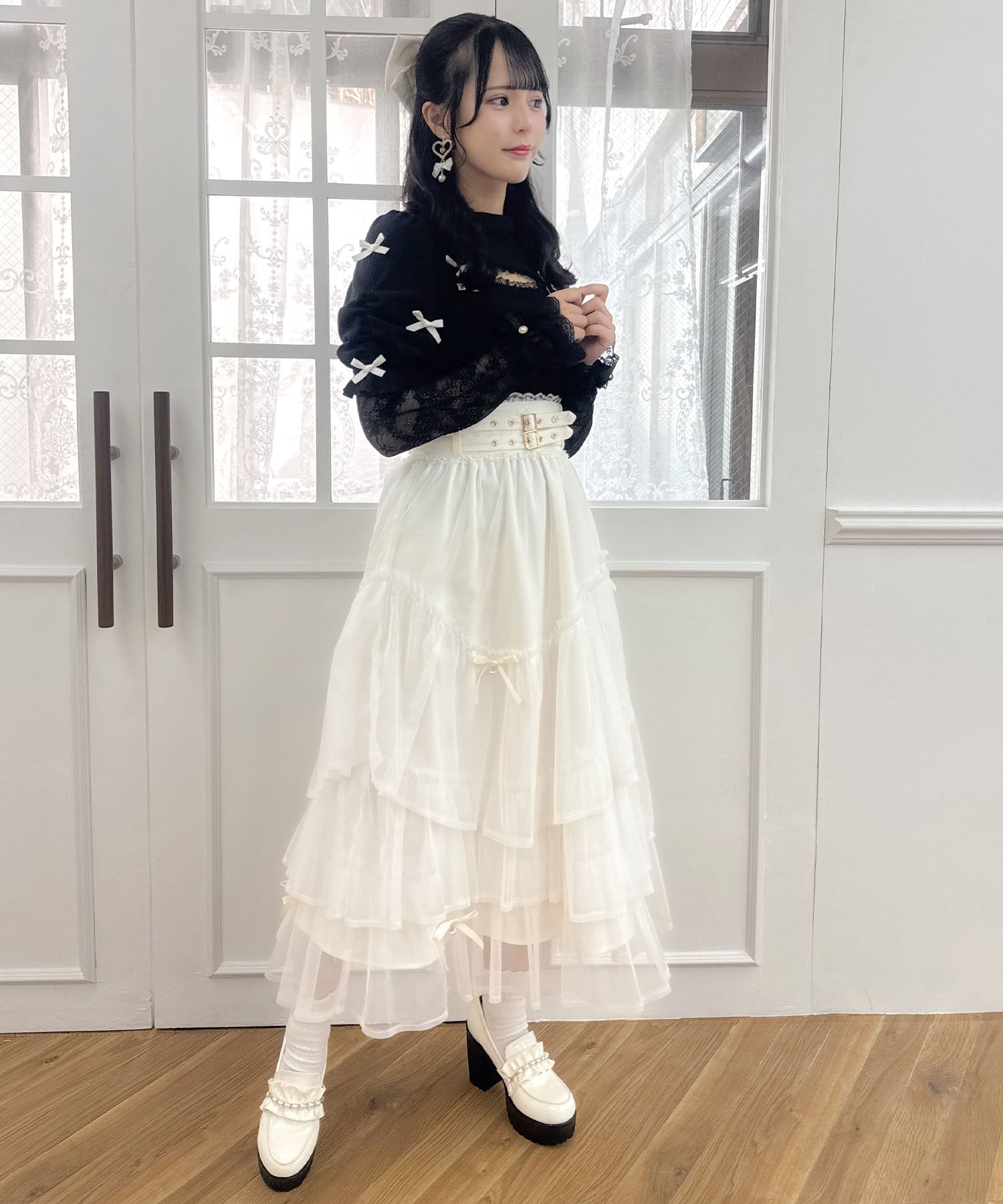 ロジータ ROJITA チュールティアードスカート (アイボリー) アイボリー