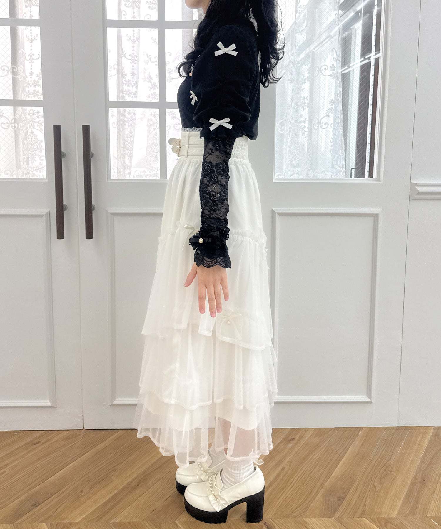 ロジータ ROJITA チュールティアードスカート (アイボリー) アイボリー