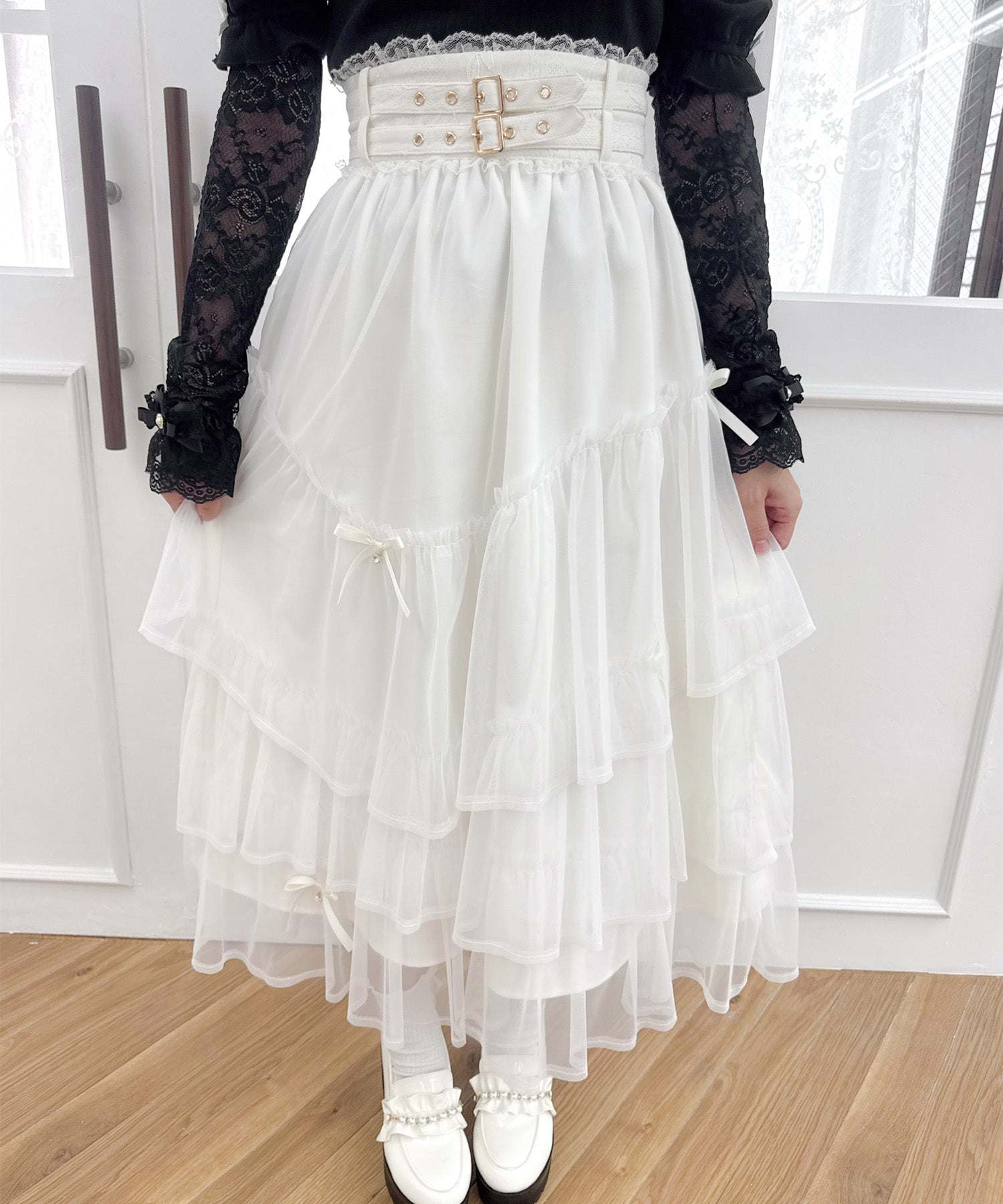 ロジータ ROJITA チュールティアードスカート (アイボリー) アイボリー