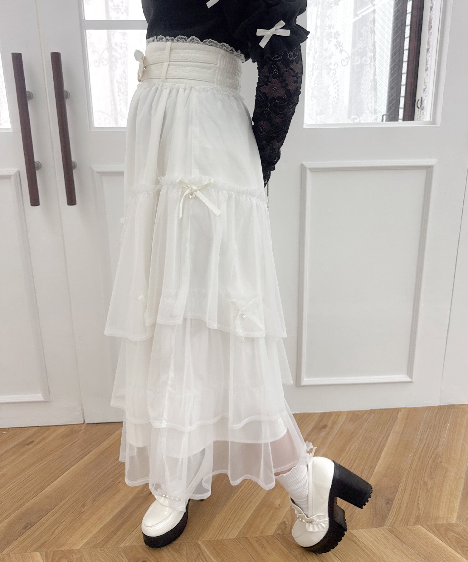 ロジータ ROJITA チュールティアードスカート (アイボリー) アイボリー