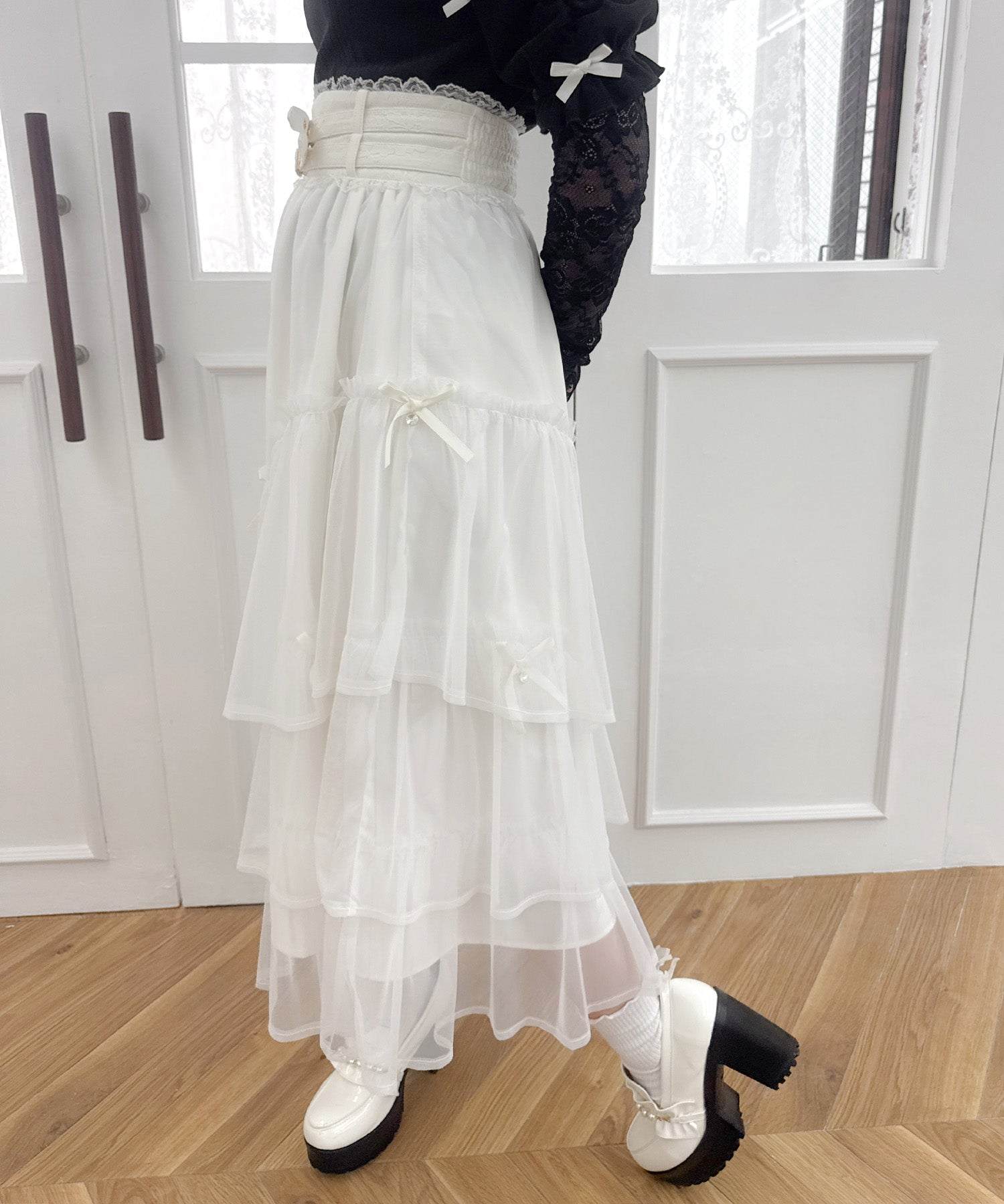 ロジータ ROJITA チュールティアードスカート (アイボリー) アイボリー