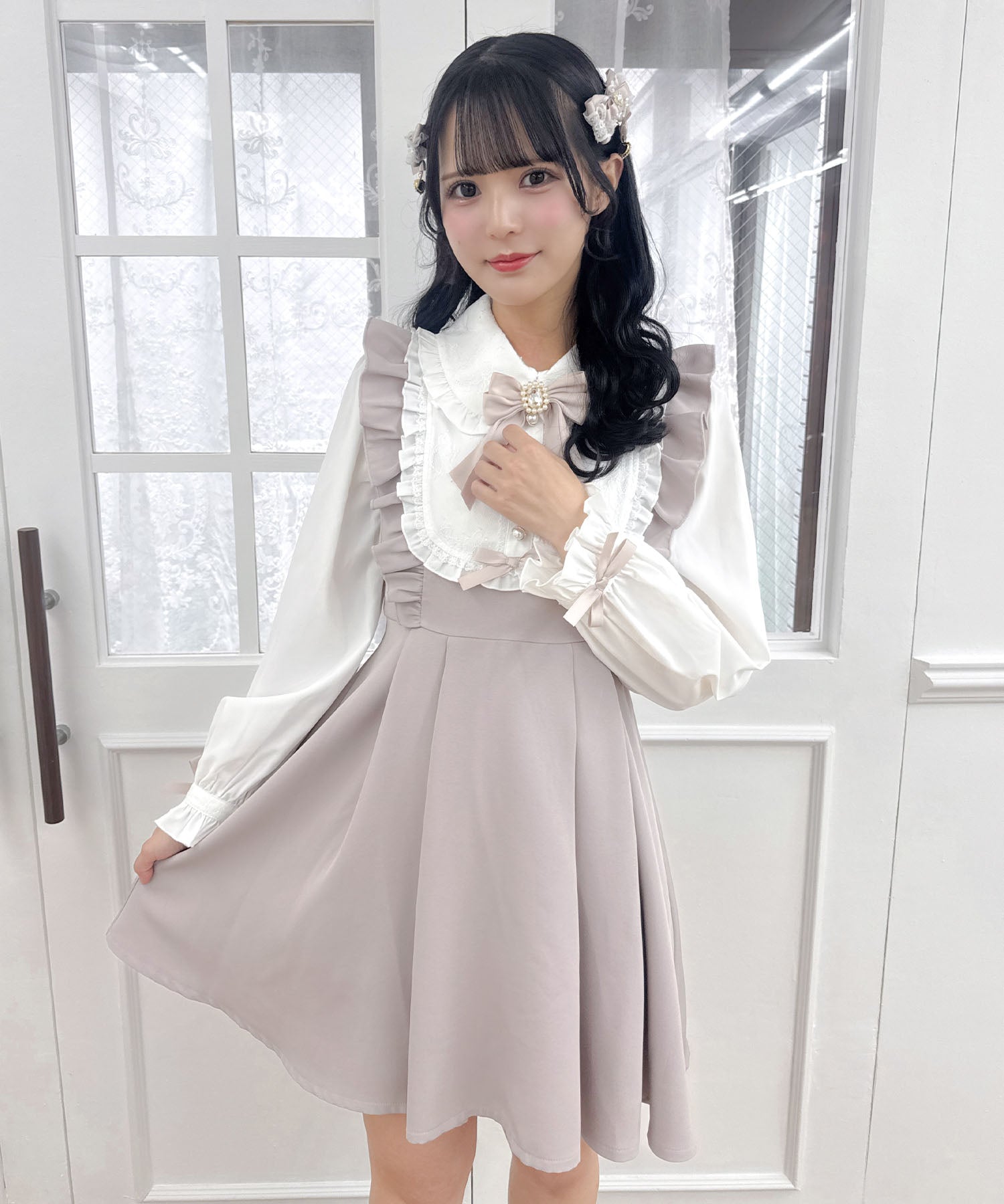 ロジータ ROJITA ヨークフリルデザインワンピース (ピンク) ピンク