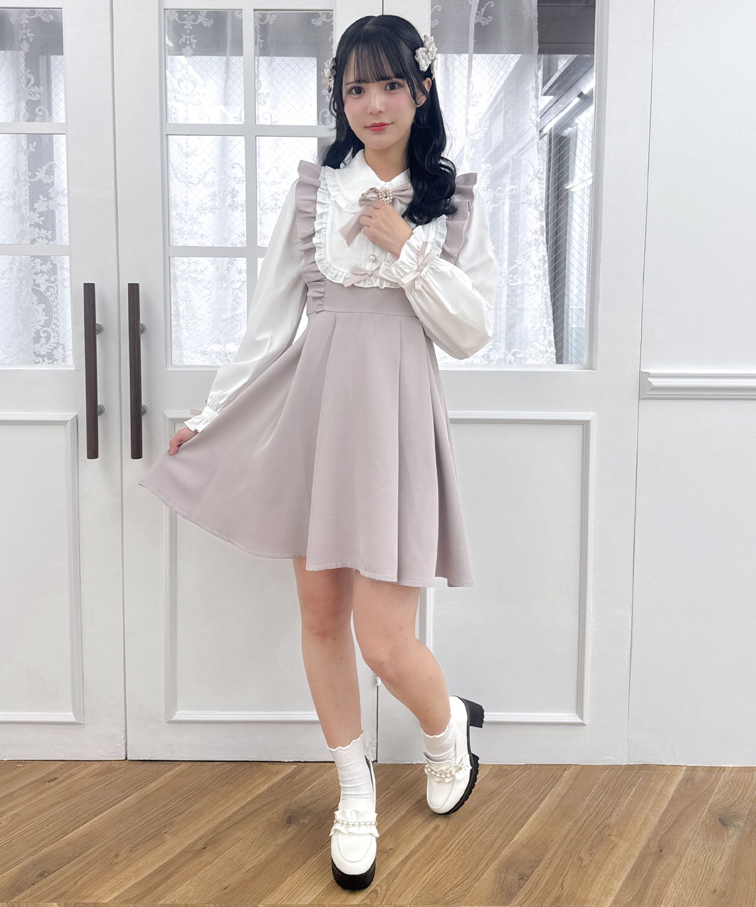 ロジータ ROJITA ヨークフリルデザインワンピース (ピンク) ピンク