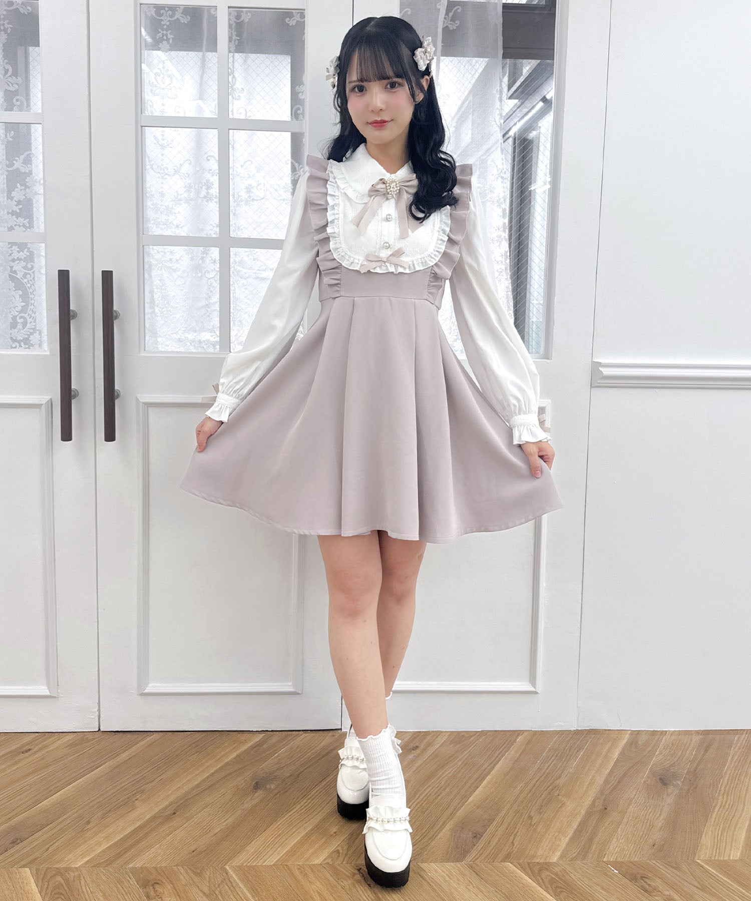 ロジータ ROJITA ヨークフリルデザインワンピース (ピンク) ピンク