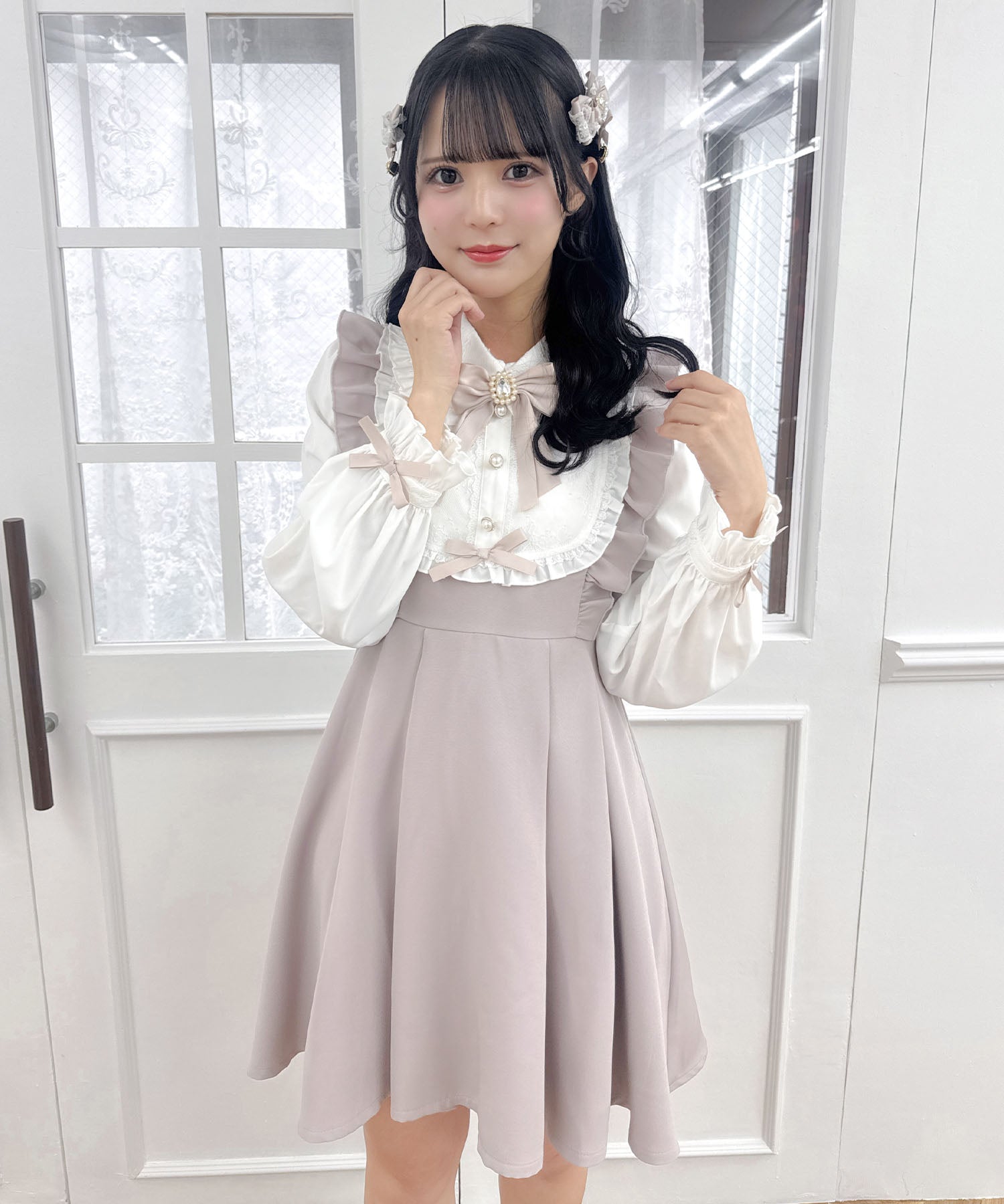 ロジータ ROJITA ヨークフリルデザインワンピース (ピンク) ピンク