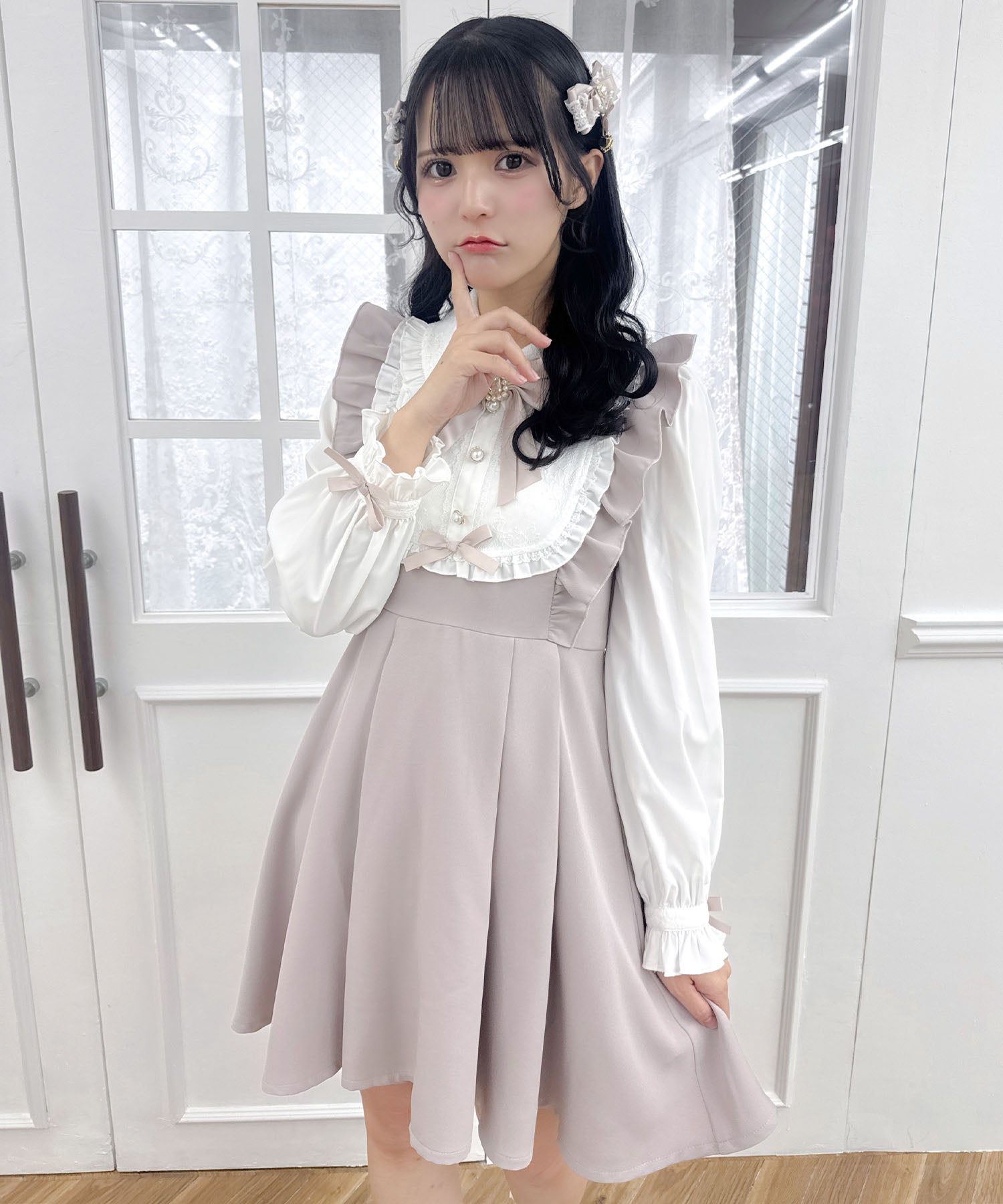 ロジータ ROJITA ヨークフリルデザインワンピース (ピンク) ピンク