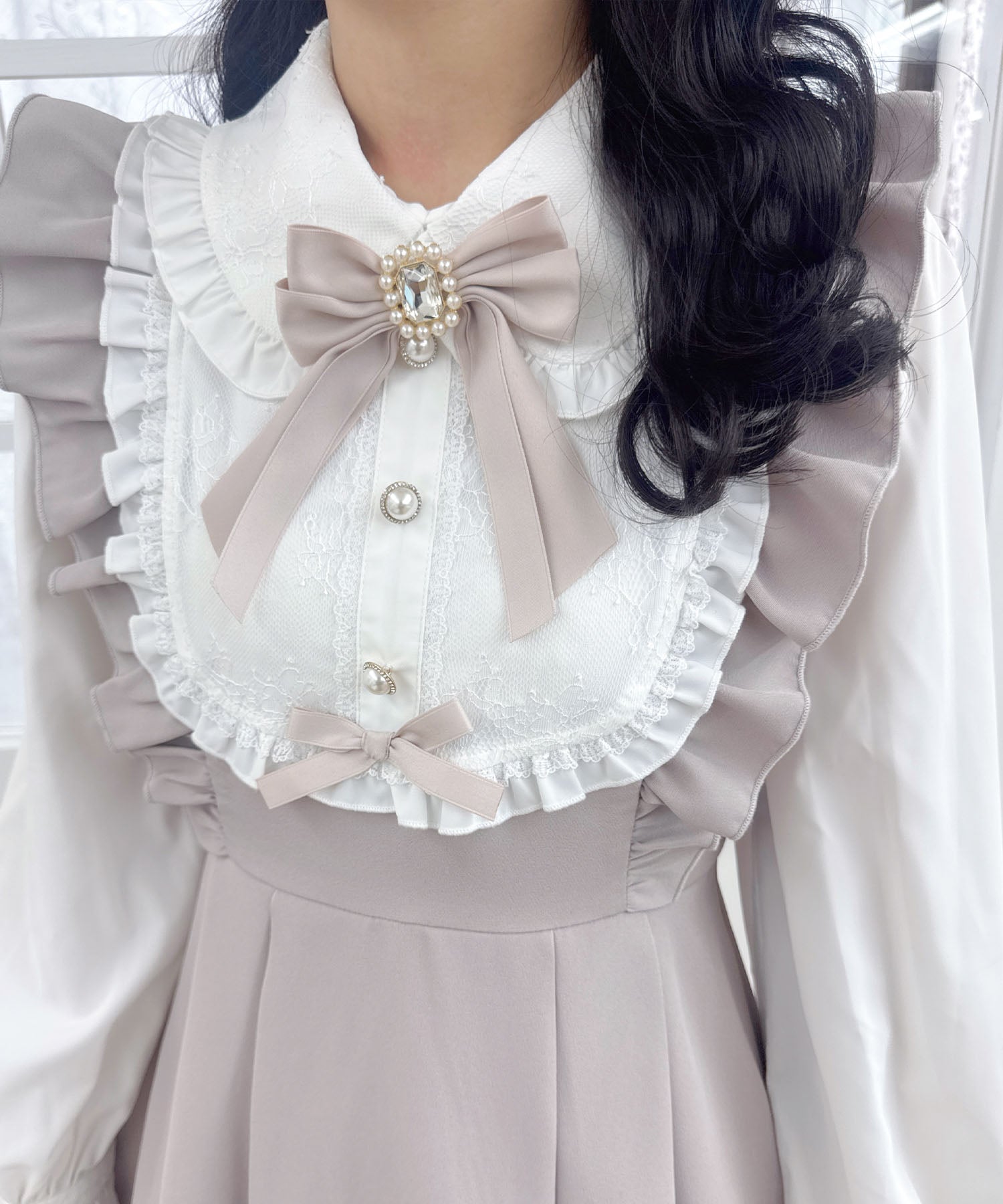 ロジータ ROJITA ヨークフリルデザインワンピース (ピンク) ピンク