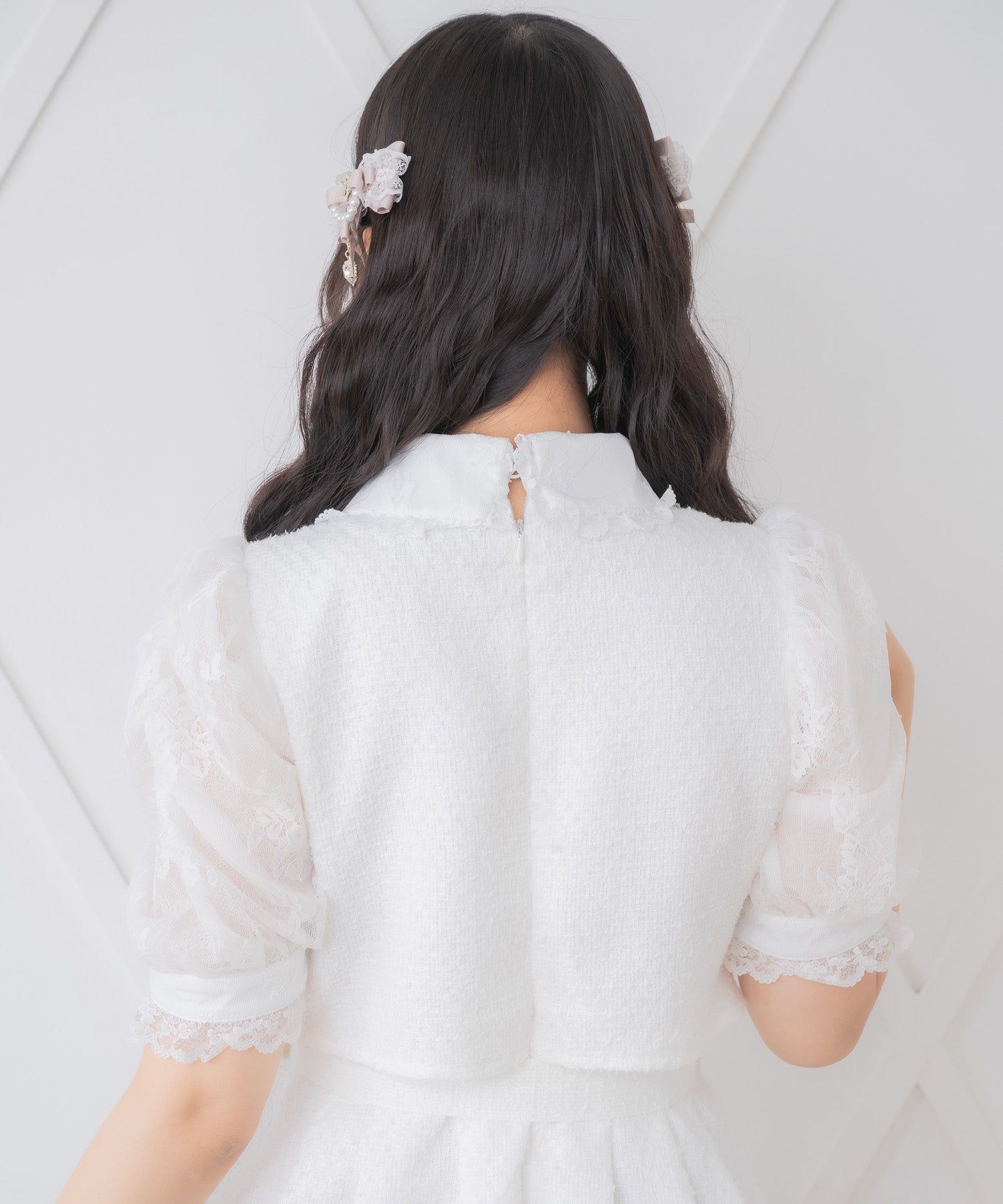 ロジータ ROJITA ダブルボタンレース切替ツイードワンピース (ホワイト) ホワイト