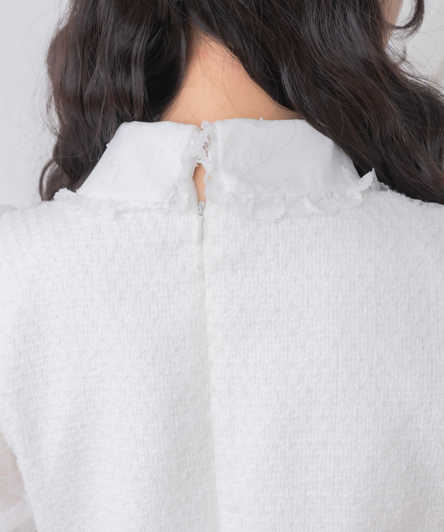 ロジータ ROJITA ダブルボタンレース切替ツイードワンピース (ホワイト) ホワイト