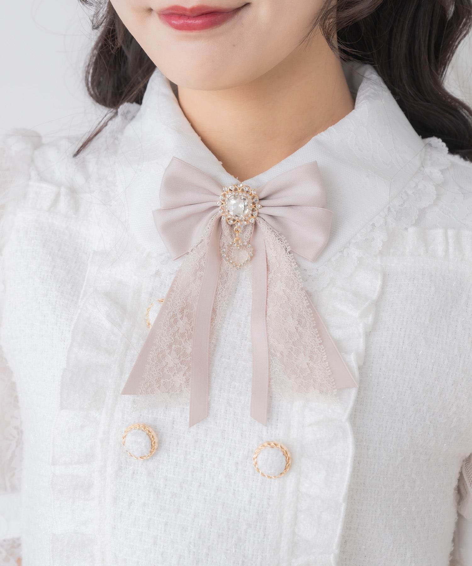 ロジータ ROJITA ダブルボタンレース切替ツイードワンピース (ホワイト) ホワイト