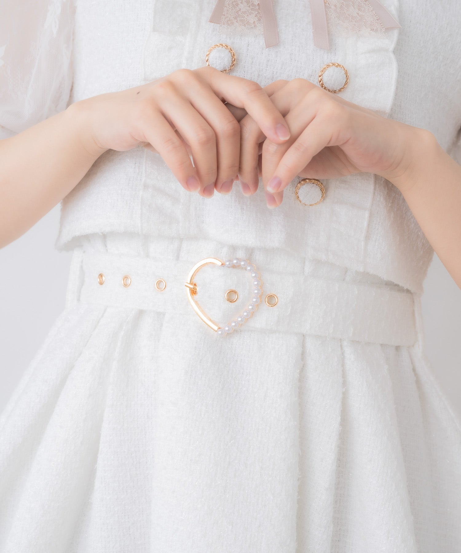 ロジータ ROJITA ダブルボタンレース切替ツイードワンピース (ホワイト) ホワイト