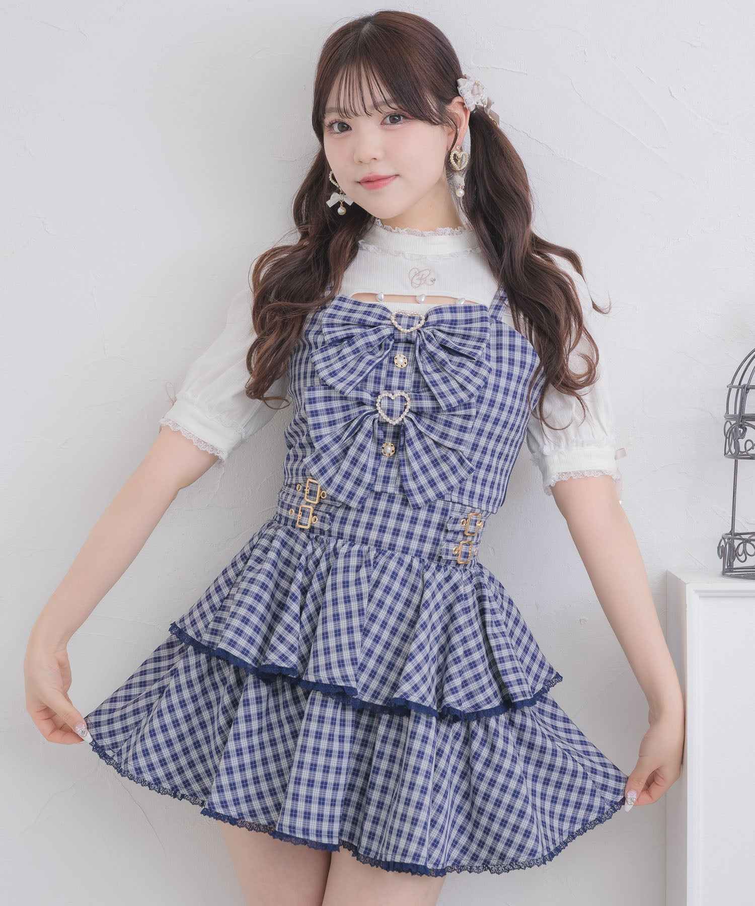 ロジータ ROJITA ダブルリボンビスチェスカートセット (ネイビー) ネイビー