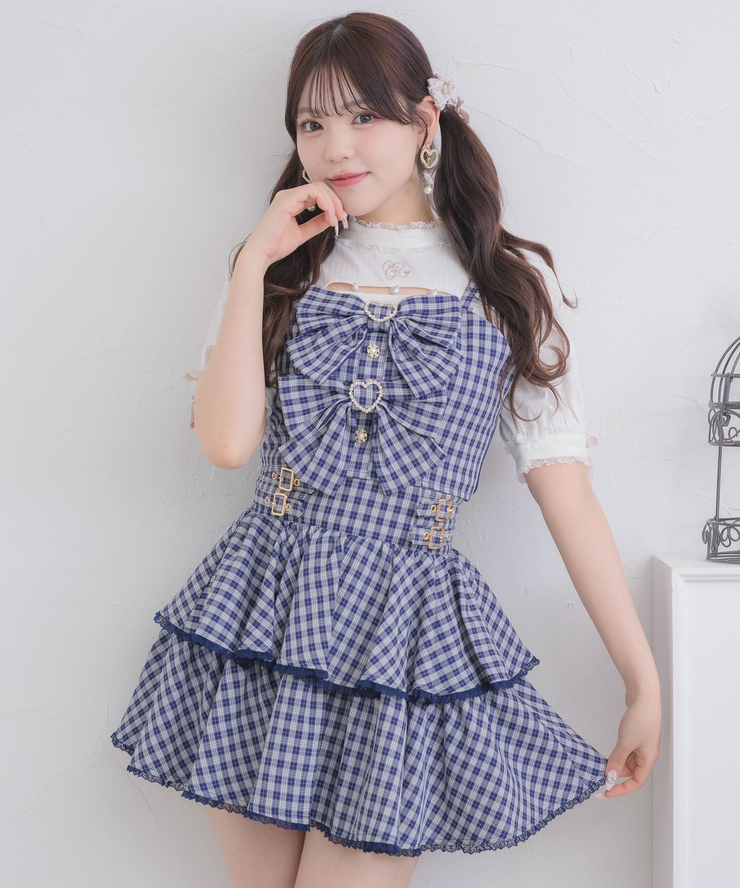 ロジータ ROJITA ダブルリボンビスチェスカートセット (ネイビー) ネイビー