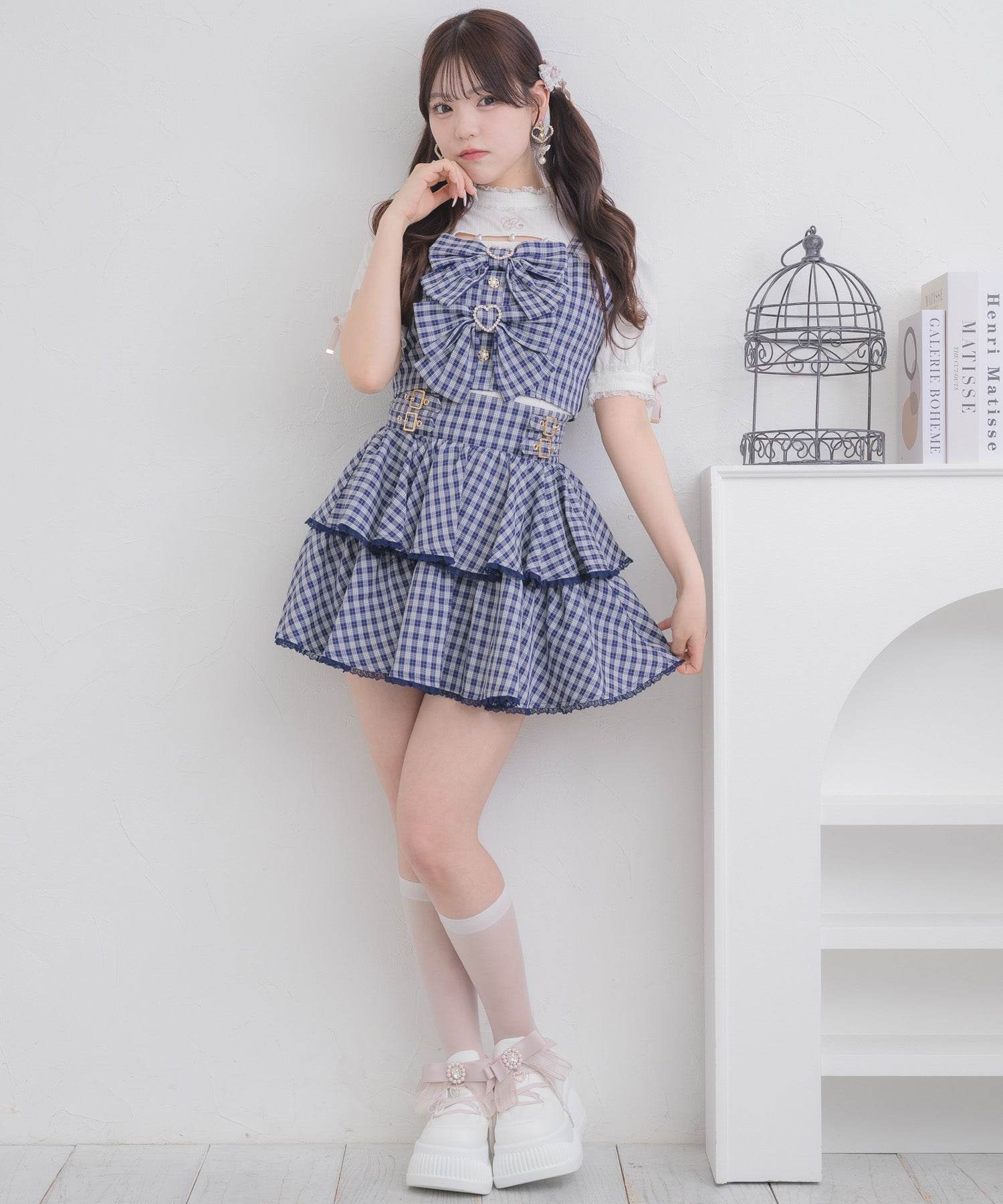 ロジータ ROJITA ダブルリボンビスチェスカートセット (ネイビー) ネイビー