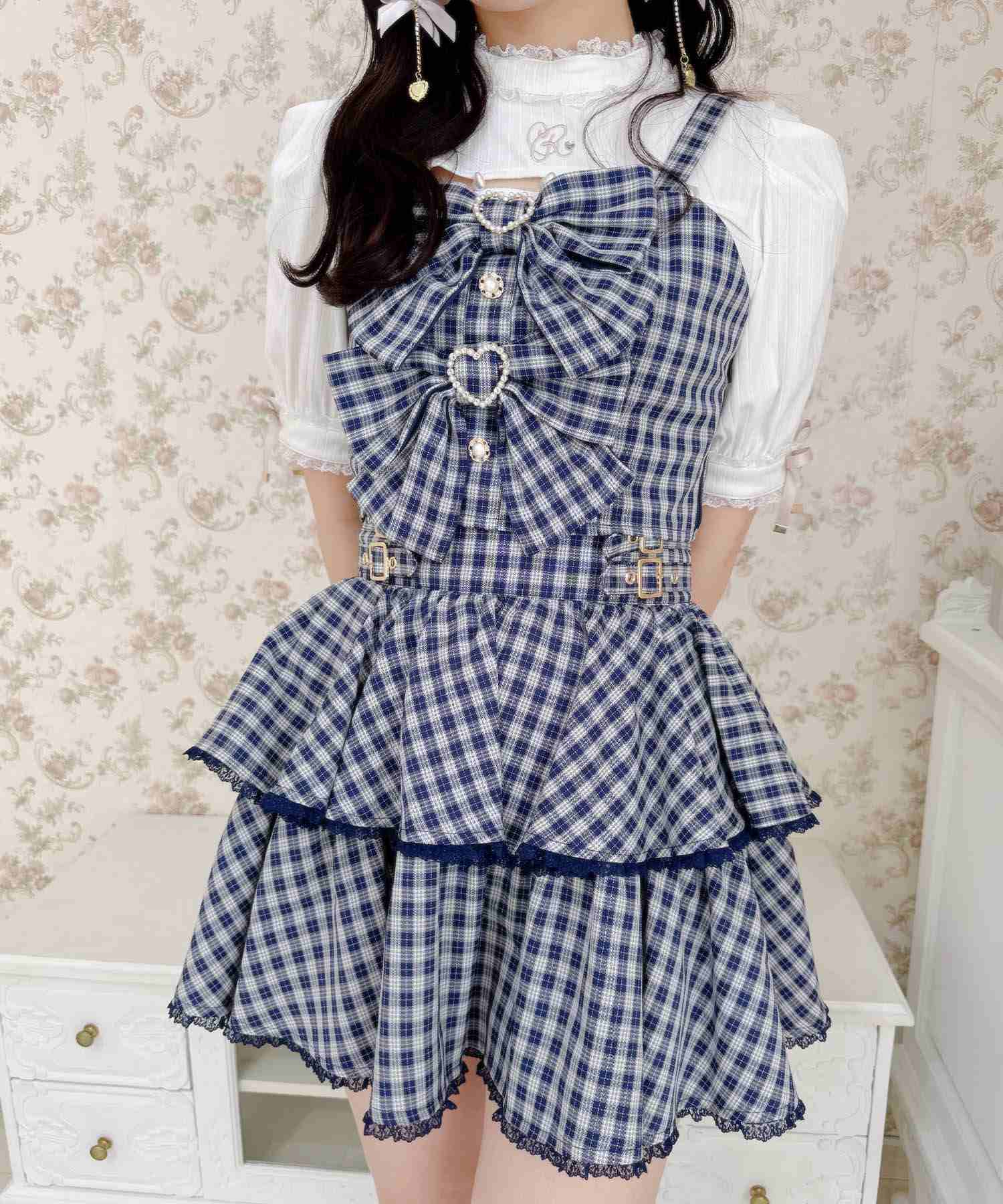 ロジータ ROJITA ダブルリボンビスチェスカートセット (ネイビー) ネイビー