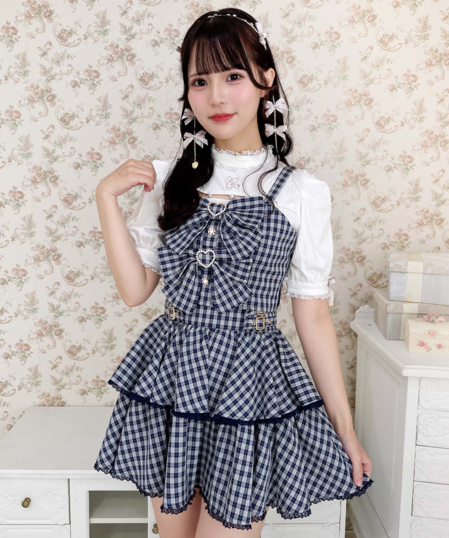 ロジータ ROJITA ダブルリボンビスチェスカートセット (ネイビー) ネイビー