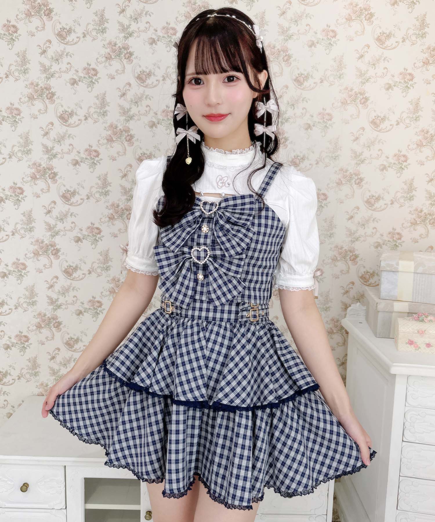 ロジータ ROJITA ダブルリボンビスチェスカートセット (ネイビー) ネイビー