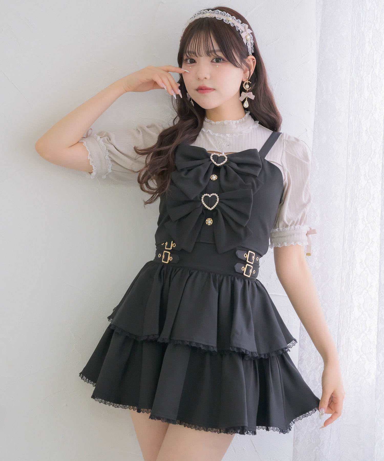 ロジータ ROJITA ダブルリボンビスチェスカートセット (ブラック) ブラック