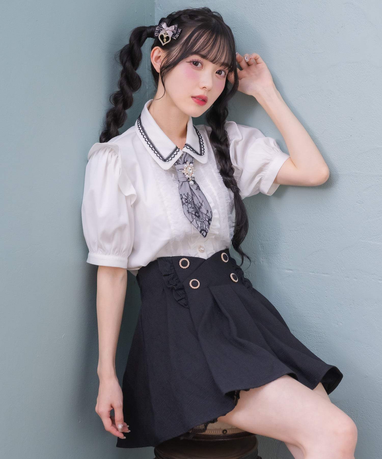 ロジータ ROJITA チュールフリルネクタイブラウス (ホワイト) ホワイト