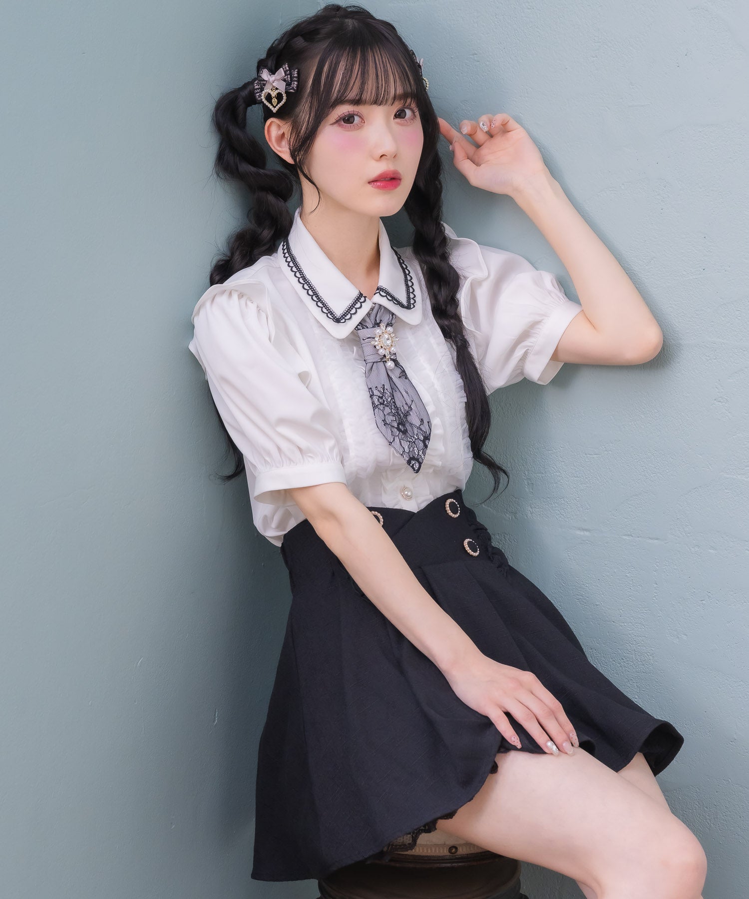 ロジータ ROJITA チュールフリルネクタイブラウス (ホワイト) ホワイト