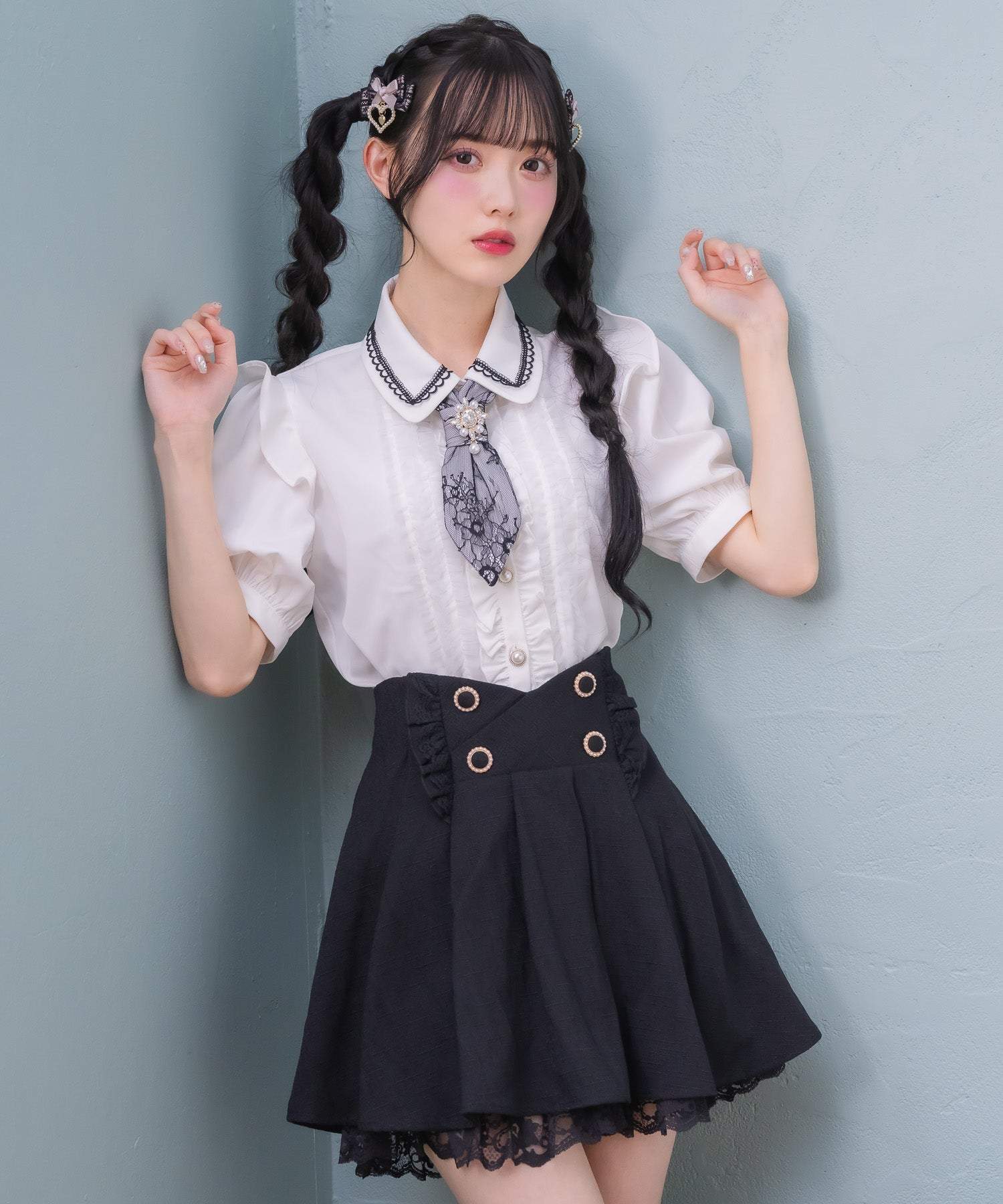 ロジータ ROJITA チュールフリルネクタイブラウス (ホワイト) ホワイト