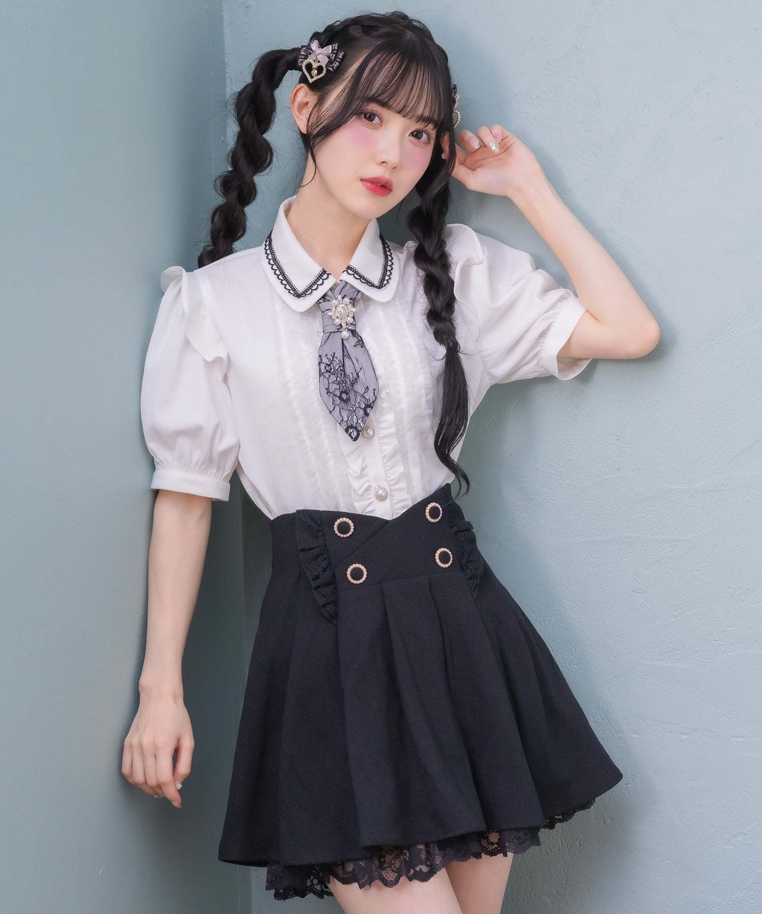 ロジータ ROJITA チュールフリルネクタイブラウス (ホワイト) ホワイト