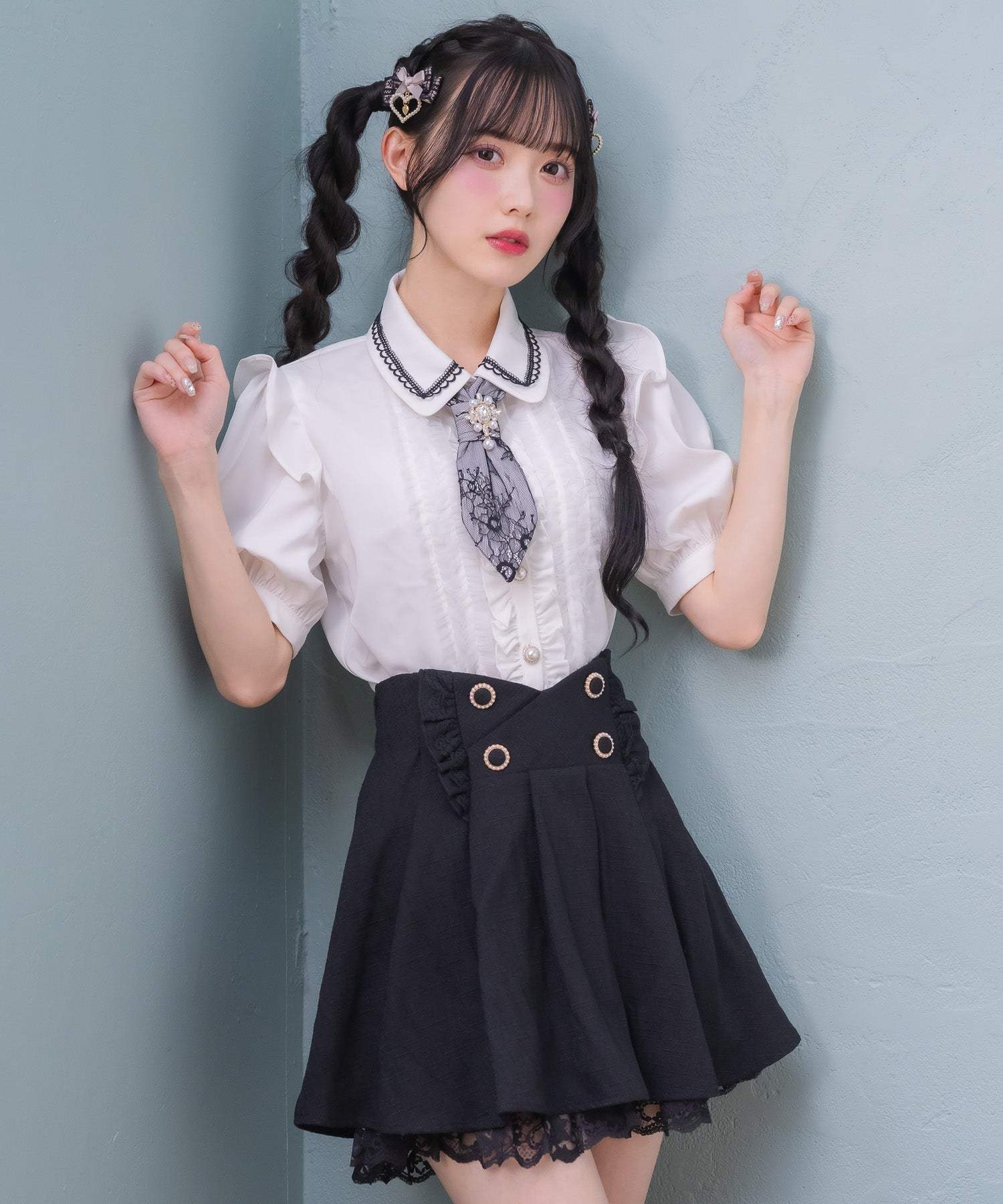 ロジータ ROJITA チュールフリルネクタイブラウス (ホワイト) ホワイト