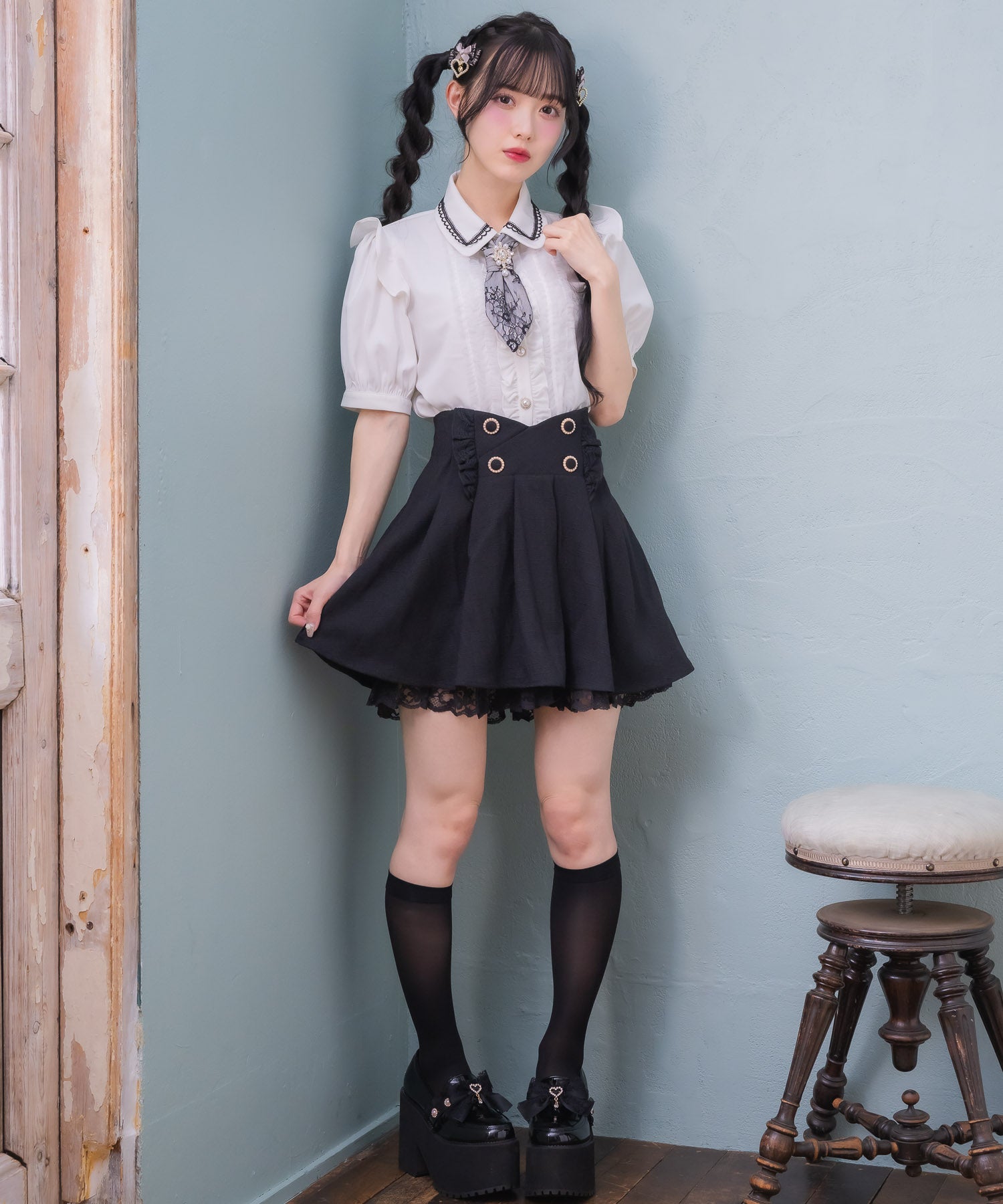 ロジータ ROJITA チュールフリルネクタイブラウス (ホワイト) ホワイト