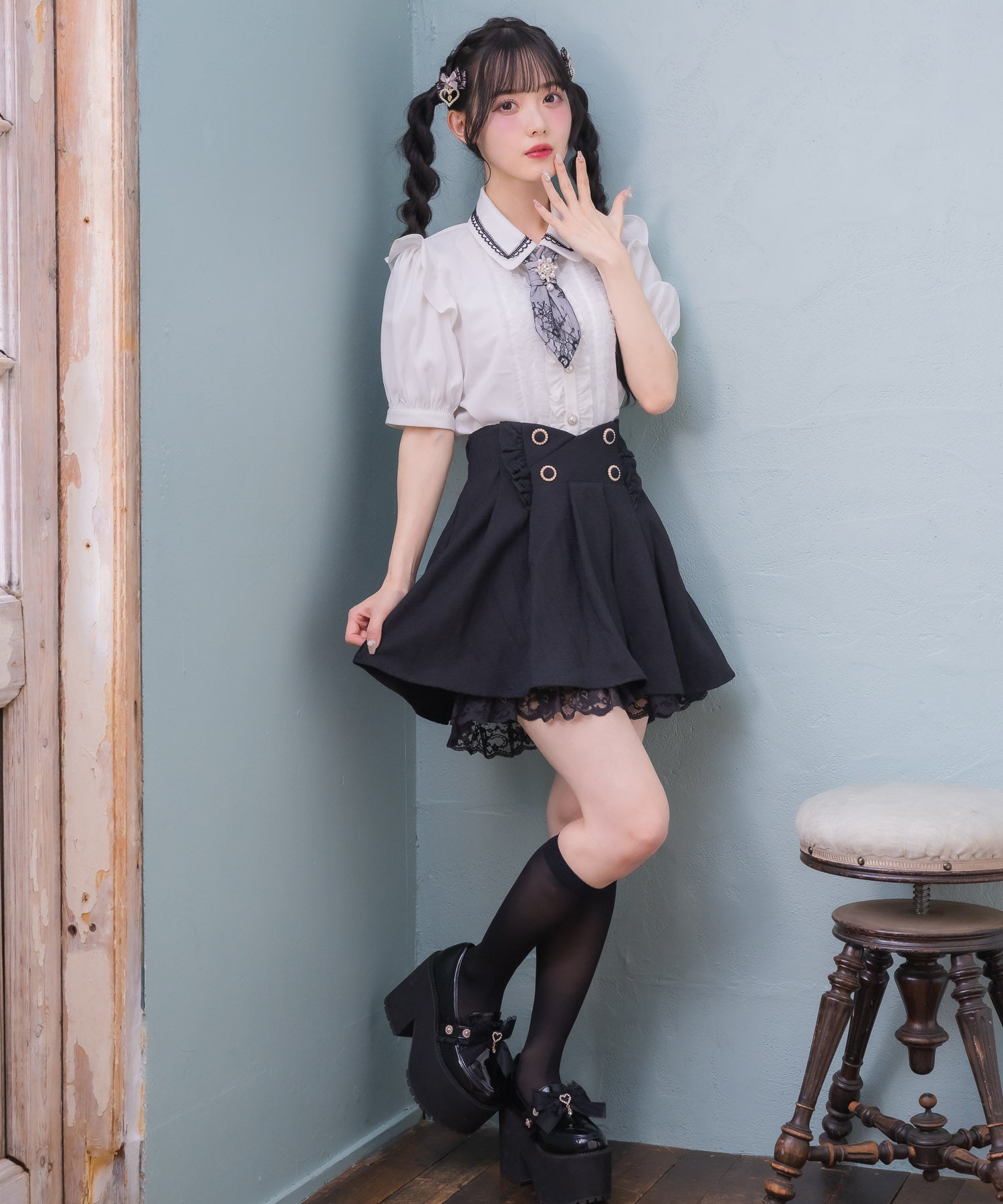 ロジータ ROJITA チュールフリルネクタイブラウス (ホワイト) ホワイト