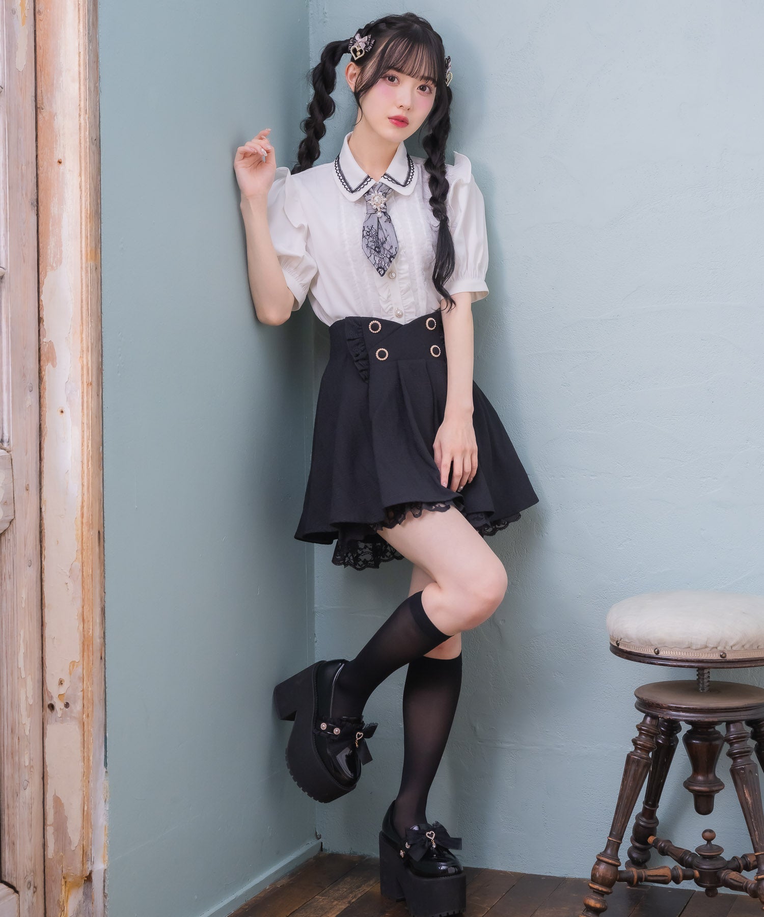 ロジータ ROJITA チュールフリルネクタイブラウス (ホワイト) ホワイト