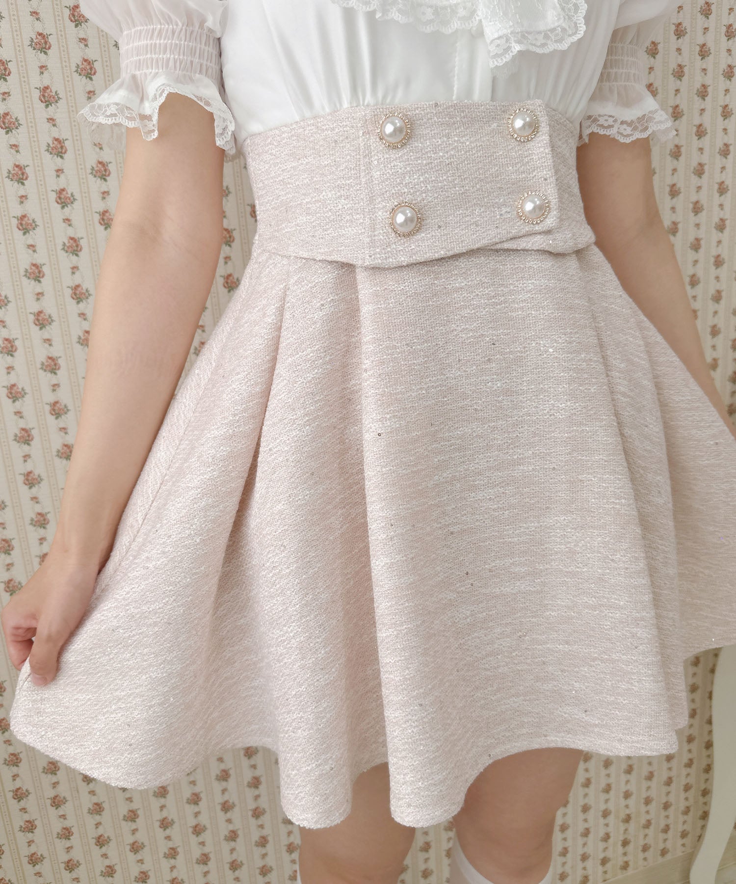 ロジータ ROJITA レーシーリボンツイードドッキングワンピース (ピンク) ピンク