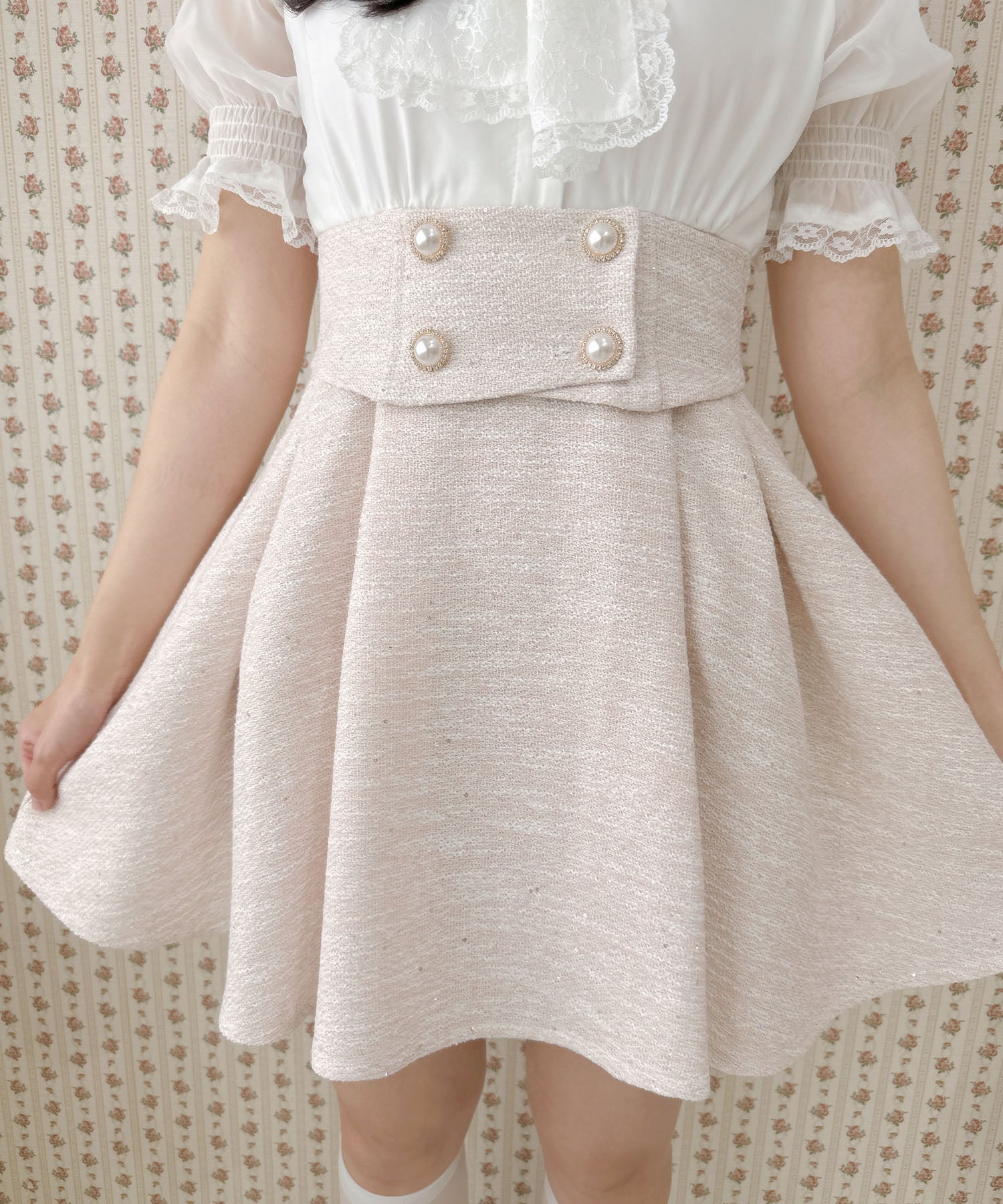 ロジータ ROJITA レーシーリボンツイードドッキングワンピース (ピンク) ピンク